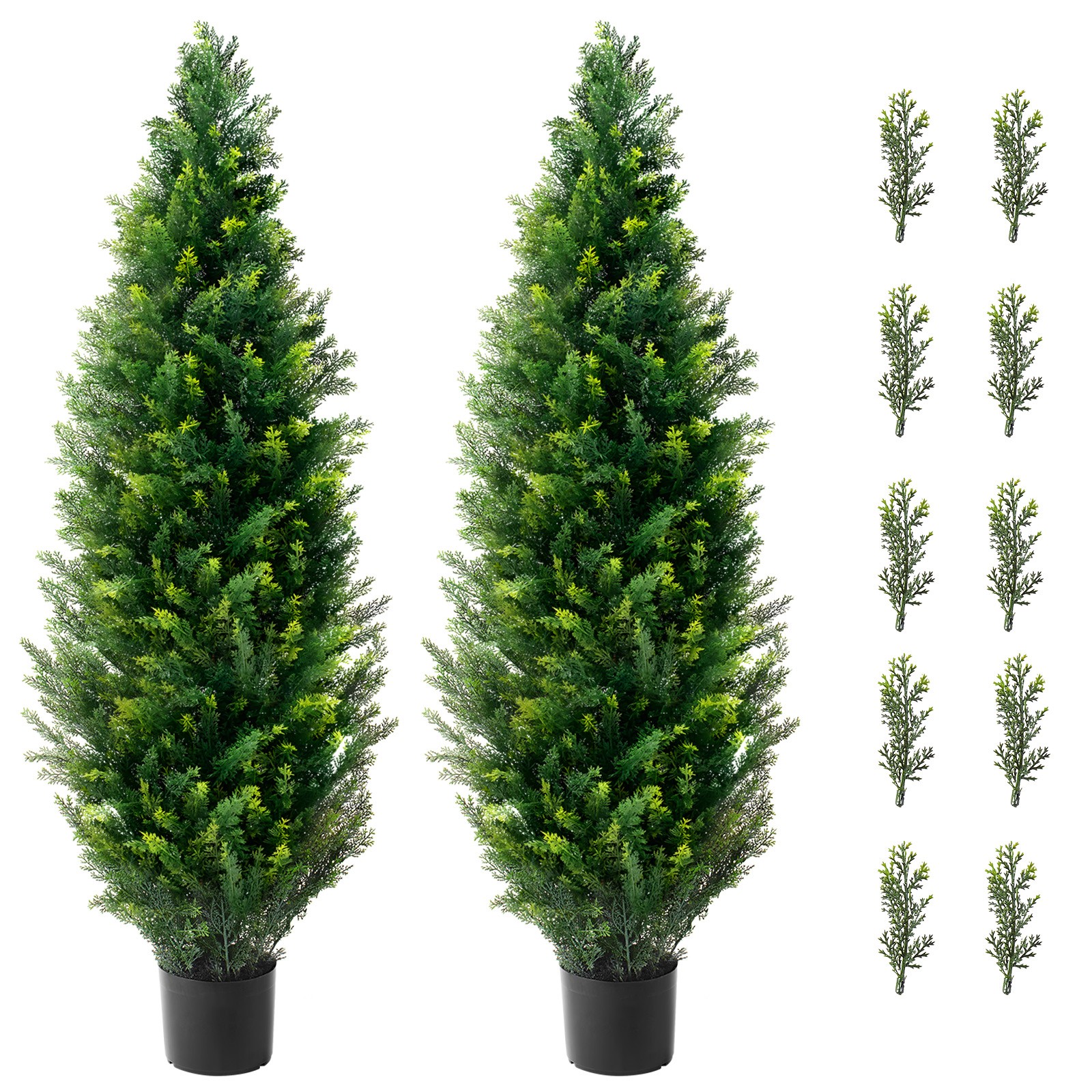 Uimoso Set of 2 Artificial 4′ Cedar Trees for Indoor and Outdoor Decoration