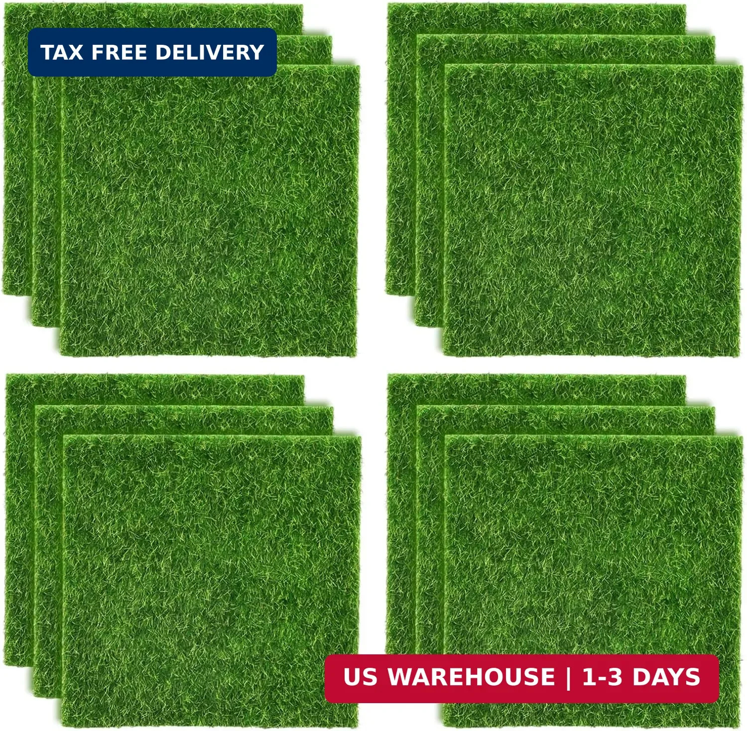 Shindel 12 Packs Fake Grass Decor for Crafts, 6″ x 6″ Fairy Artificial Grass for