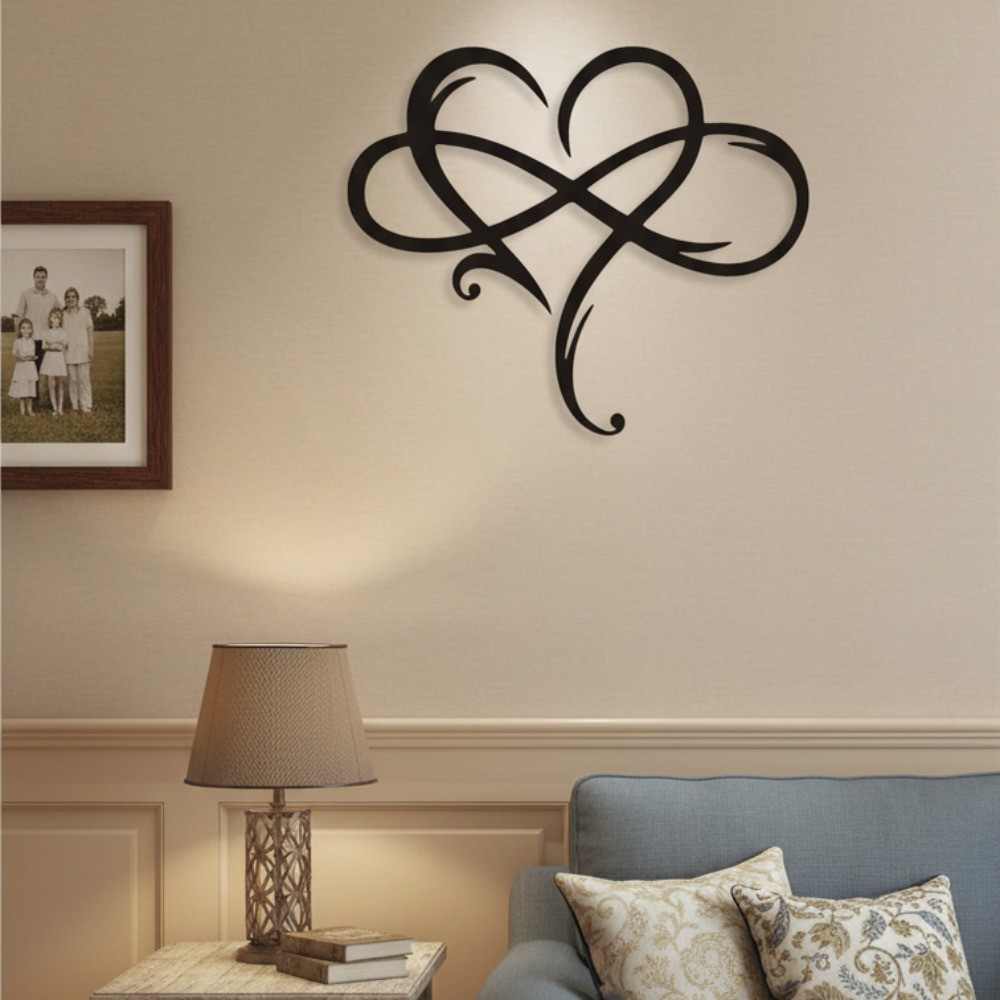 Black Infinity Heart Metal Wall Art Valentine Wedding Anniversary Home Decor