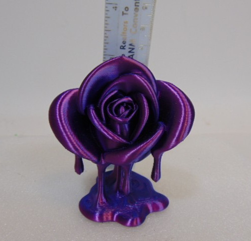 3D Printed Rose Drip Flower Purple 3.5″ Desk Decor Office Rare Find Collectible