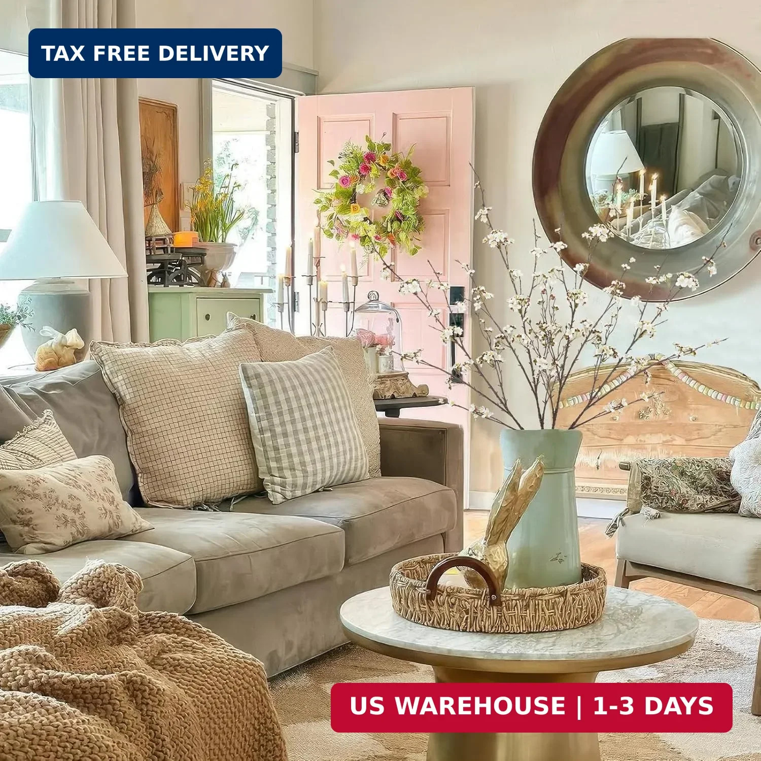 2 Pcs Cherry Blossom Branches Long Stems Fake Flowers for Spring Summer Indoor H
