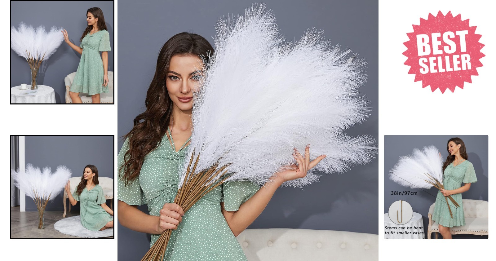 Versatile 38” Faux Pampas Grass – 8 PCS Silk Decor for Classy Events & Home
