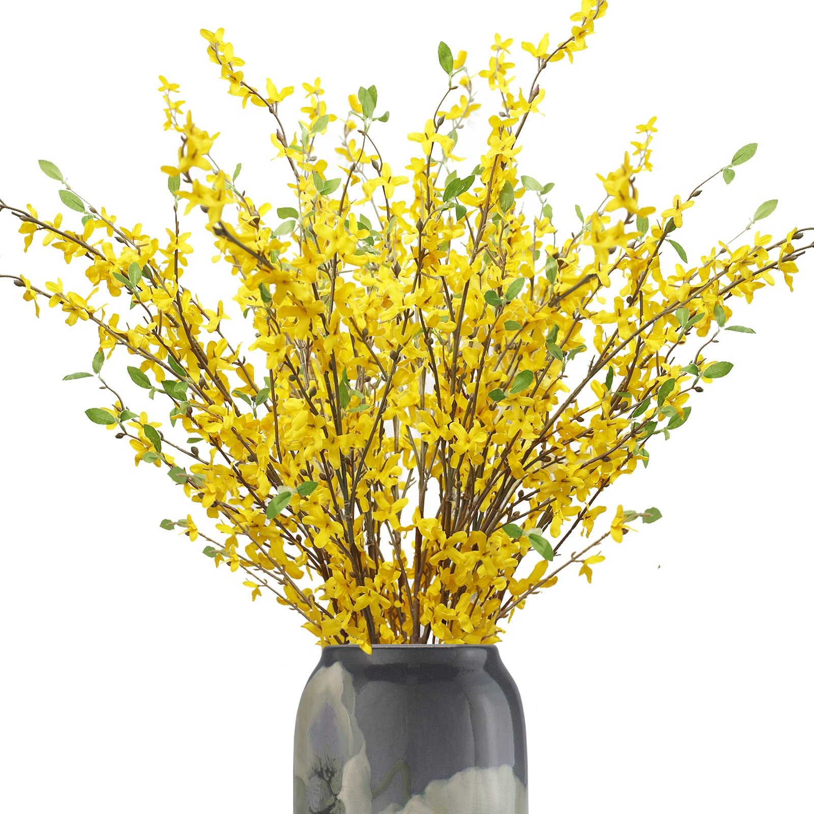 Artificial Forsythia Branches, 6 Pcs 39.4 Inch Cherry Blossom, Spring Flowers…