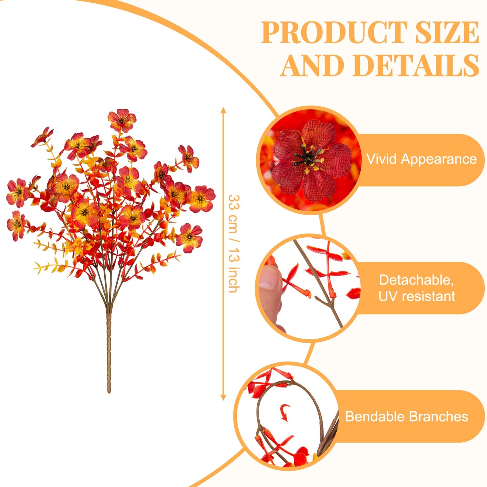 INXUGAO Artificial Mums Fall Flowers UV Resistant 9.7×9.7×13.7in B-red