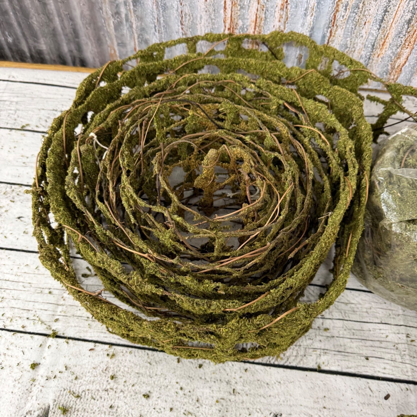 Natural Moss Garland Roll For Rustic & Vintage Decor Crafts Or Floral Arrangemen