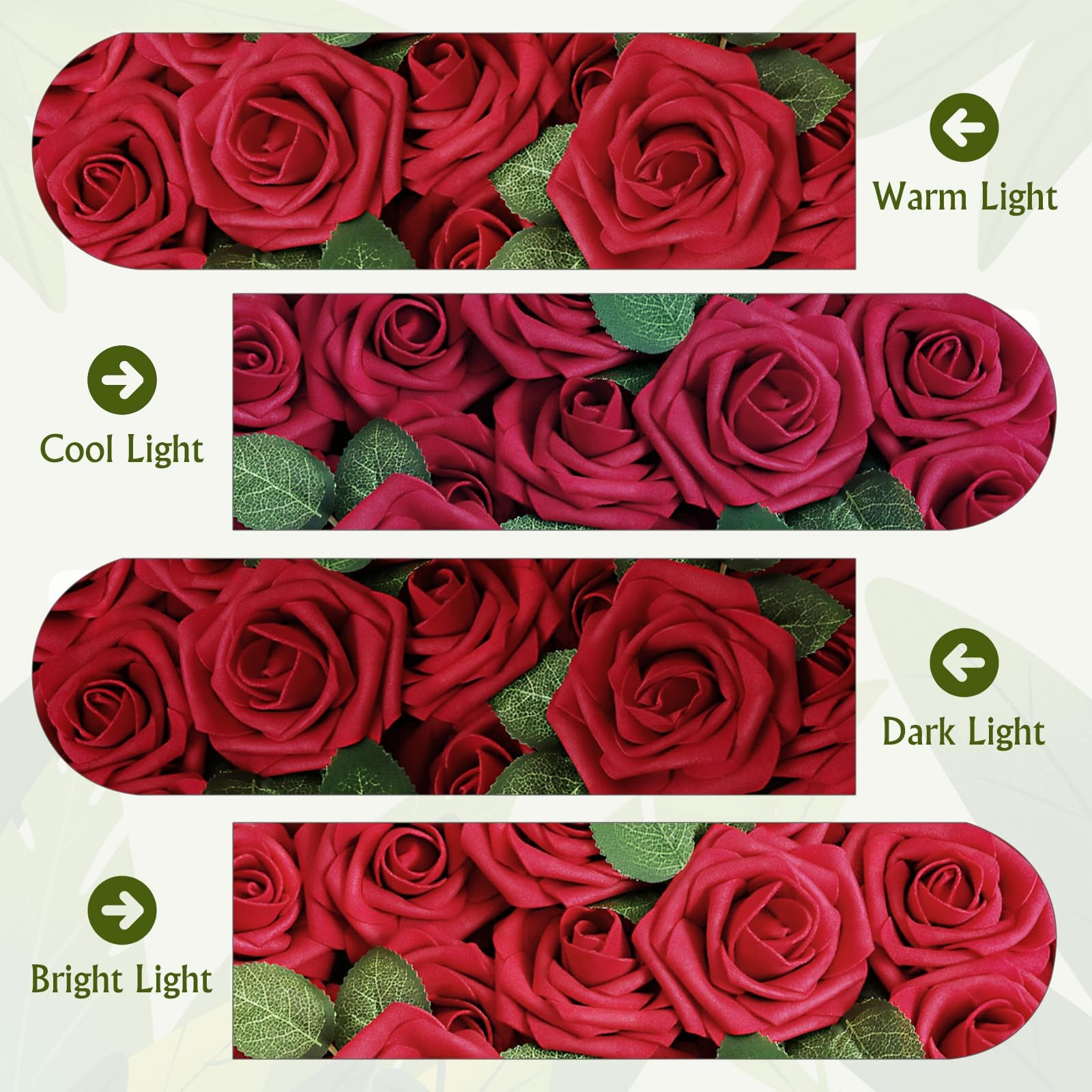 Artificial Flowers Dark Red Rose 25pcs Real Looking Fake Roses w/Stem for DIY…
