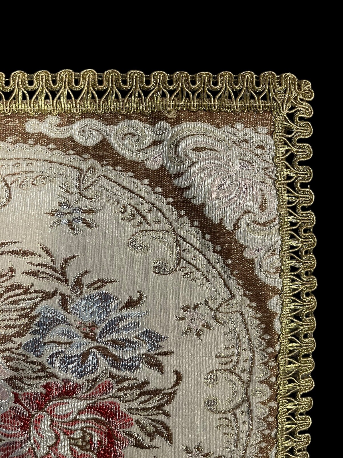 Vintage Victorian Inspired Floral w/Gold Glitter Accent Trim Decorative Square