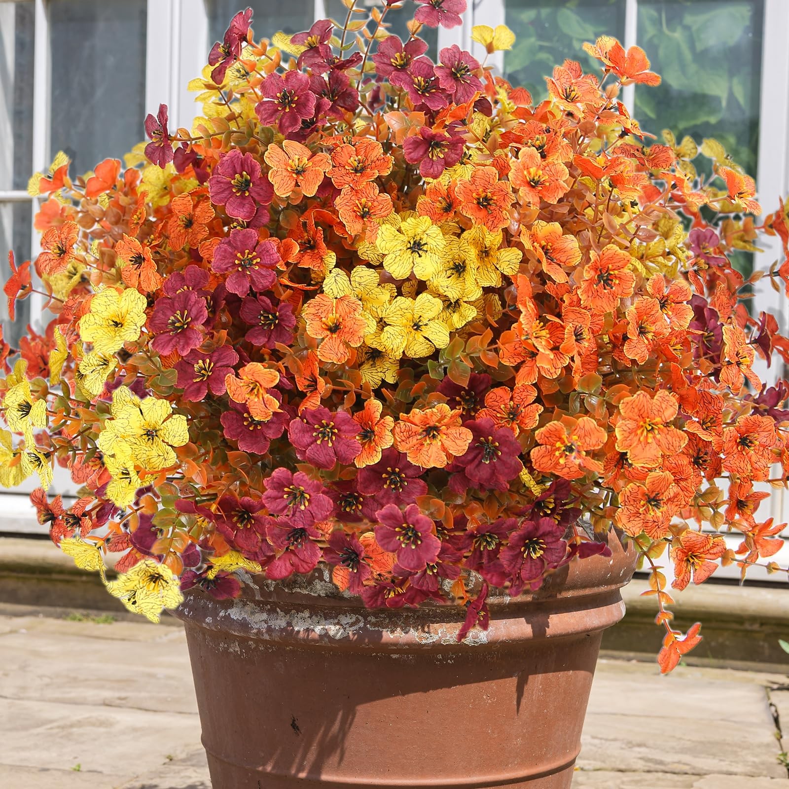 Lotus Hills Artificial Mums for Outdoors, 12 Bundles Fall Faux Flowers for Ou…