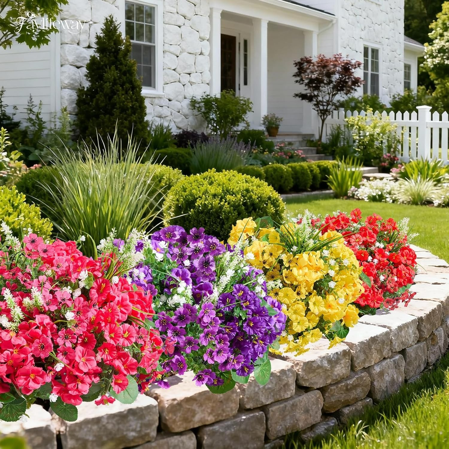 Stunning 16 Bundle Silk Flowers: Adjustable and Weatherproof for Outdoors