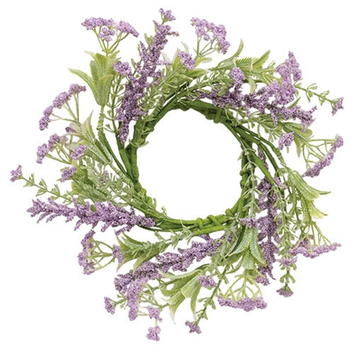 Delicate Lilac Astilbe & Lace Candle Ring 3.5″ Inner Diameter Floral Spring