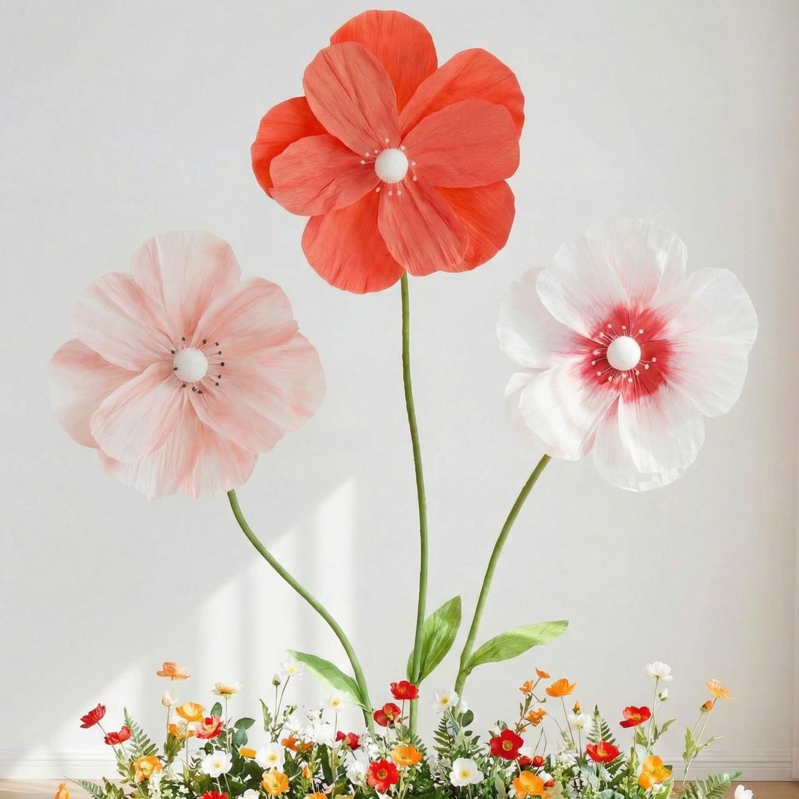 6.1ft Giant Artificial Flowers for Decoration with Stand, Large Big Paper Flo…