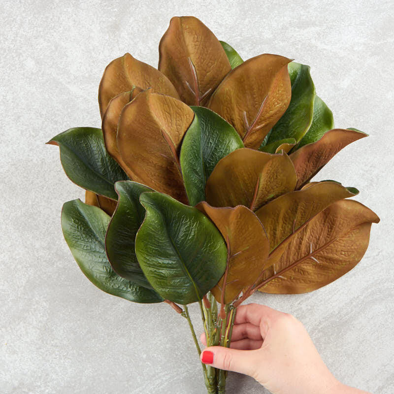 Brown and Green Artificial Magnolia Leaf Bush