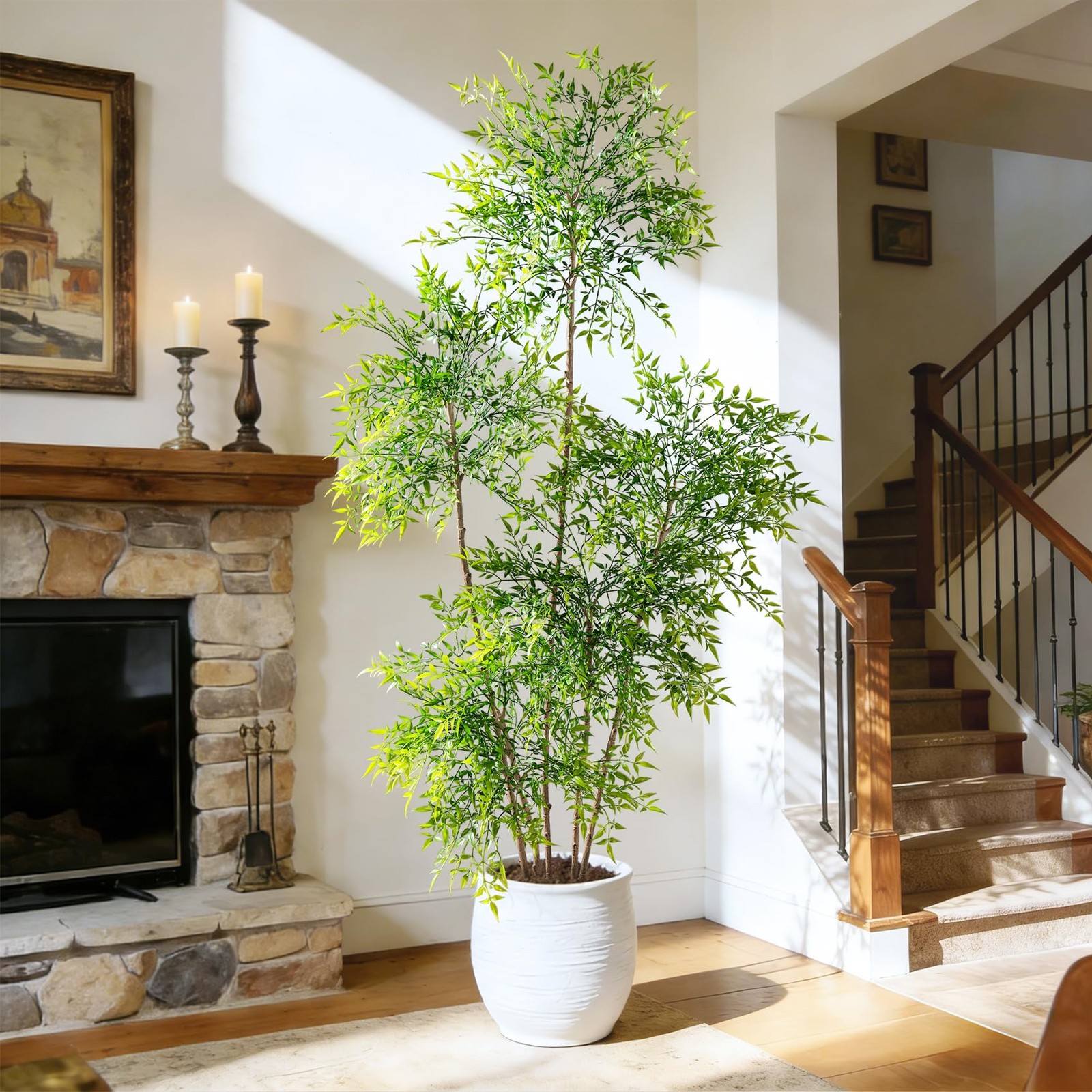 Faux Bamboo Plant Artificial Nandina Tree 7.2FT Artificial Plants Realistic 9…
