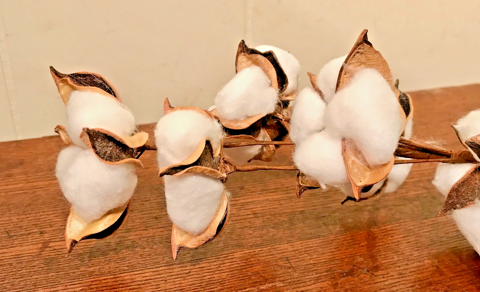 12 Cotton Boll Stem Spray Branch Country Farmhouse Decor 28″ New Flower Arrange