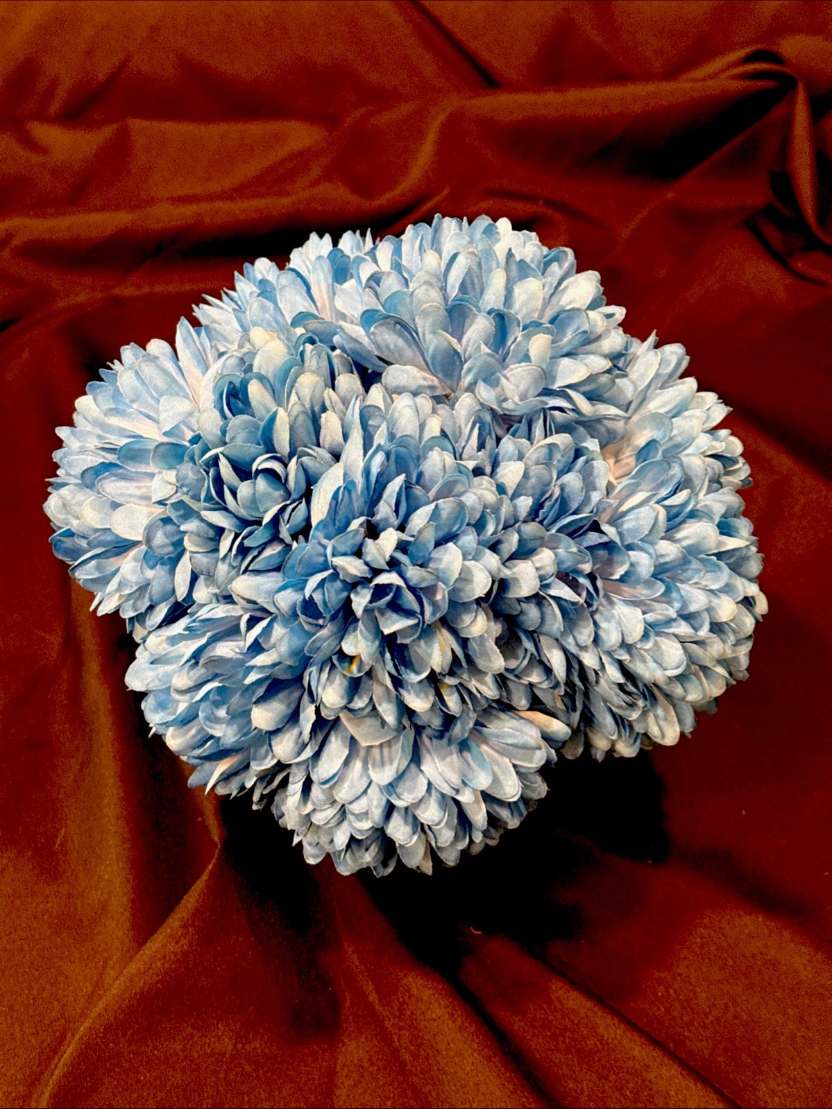 10pcs Artificial Chrysanthemum Ball Flowers Faux Mum Flower Bouquet Blue