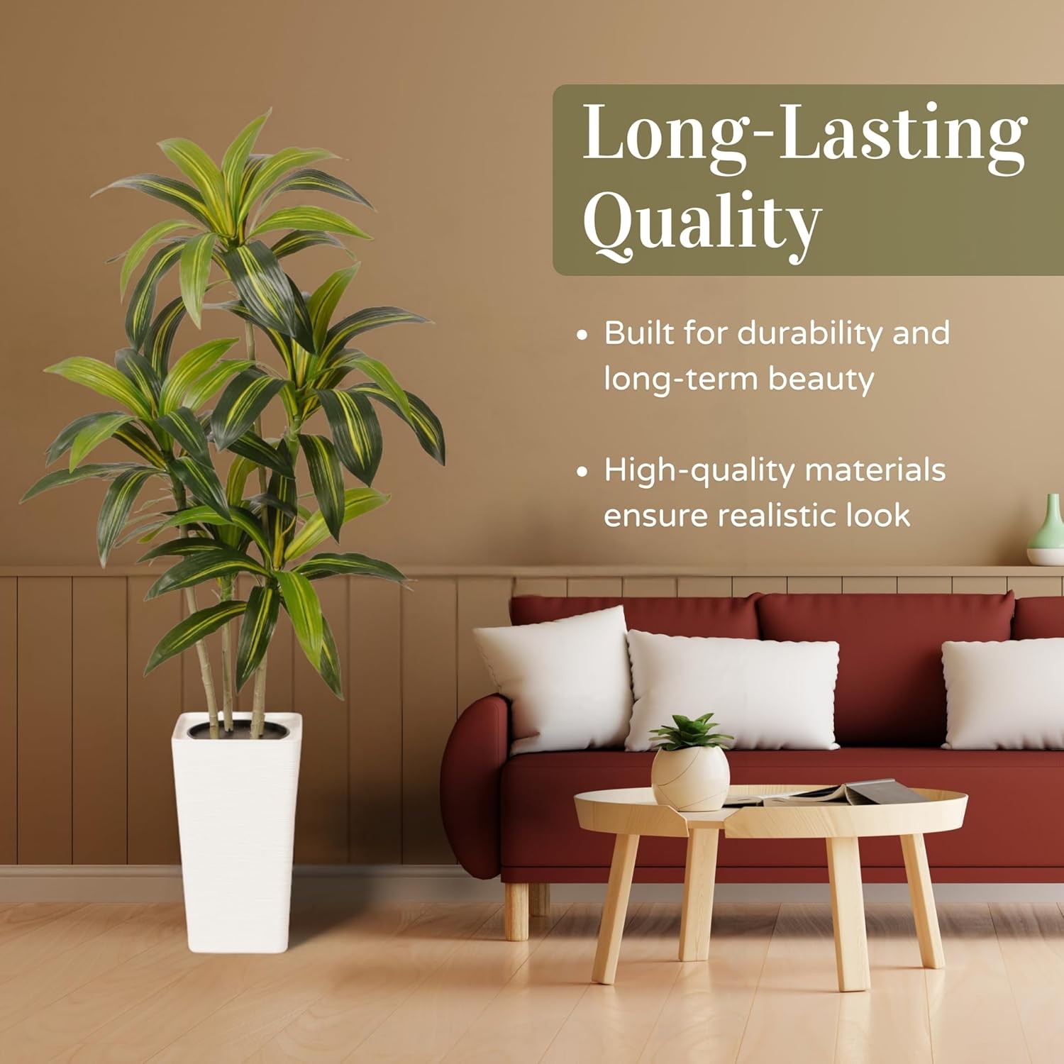 5FT Artificial Dracaena Plant Indoor – Tall Artificial Indoor Tree in Pot,