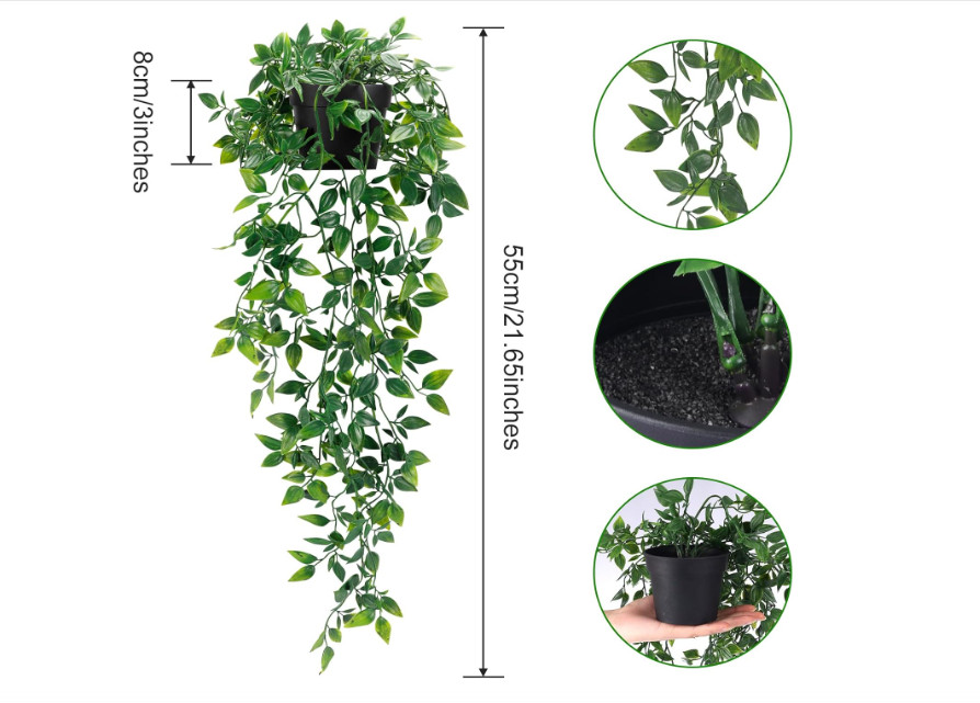 Fake Hanging Plants, Artificial Small Potted Plants for Indoor Outdoor Aesthetic