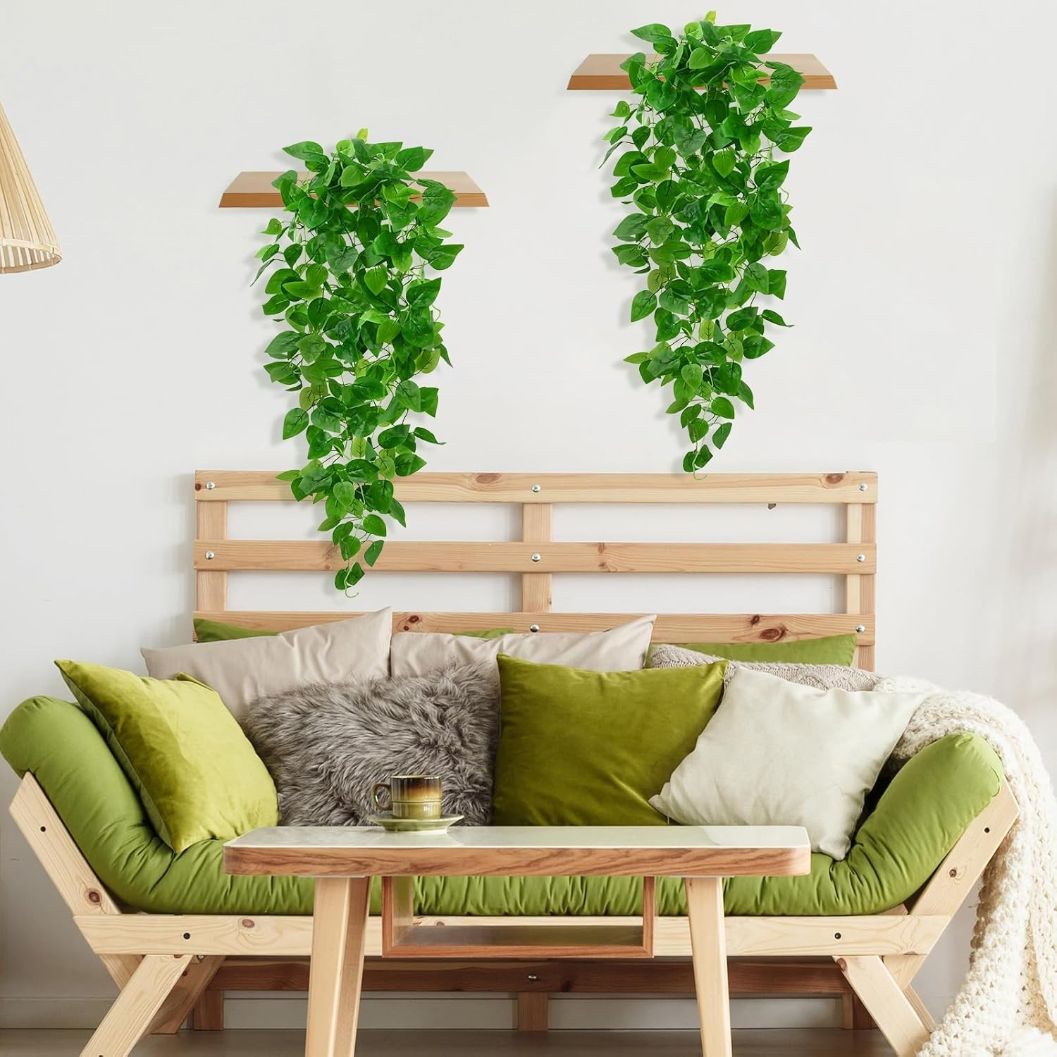 Lush 8Pcs Fake Hanging Plants – Faux Pothos Vines for Indoor & Outdoor Decor