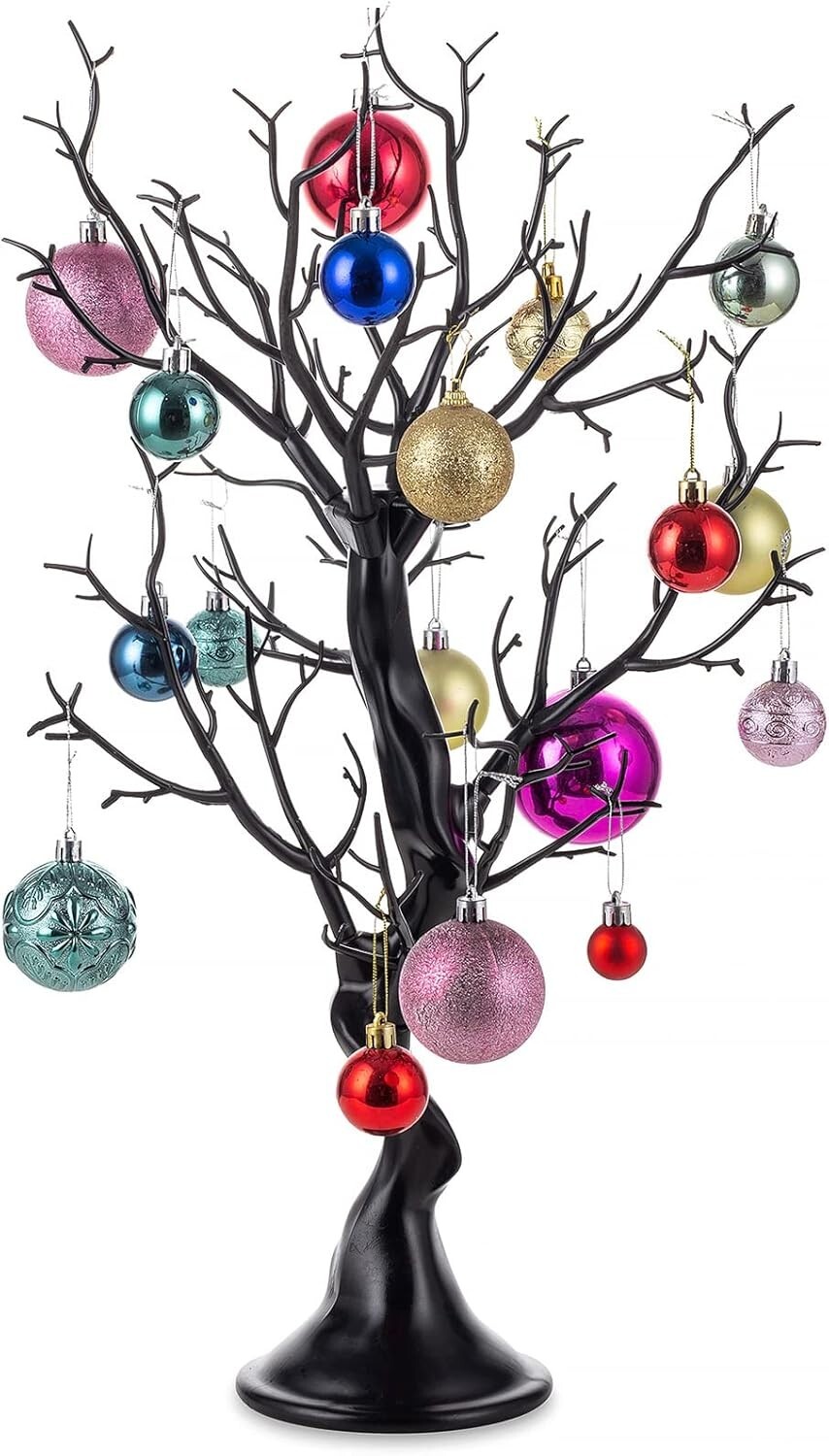 Portable 22.8in Black Christmas Ornament Display Tree – For Year-Round Decor
