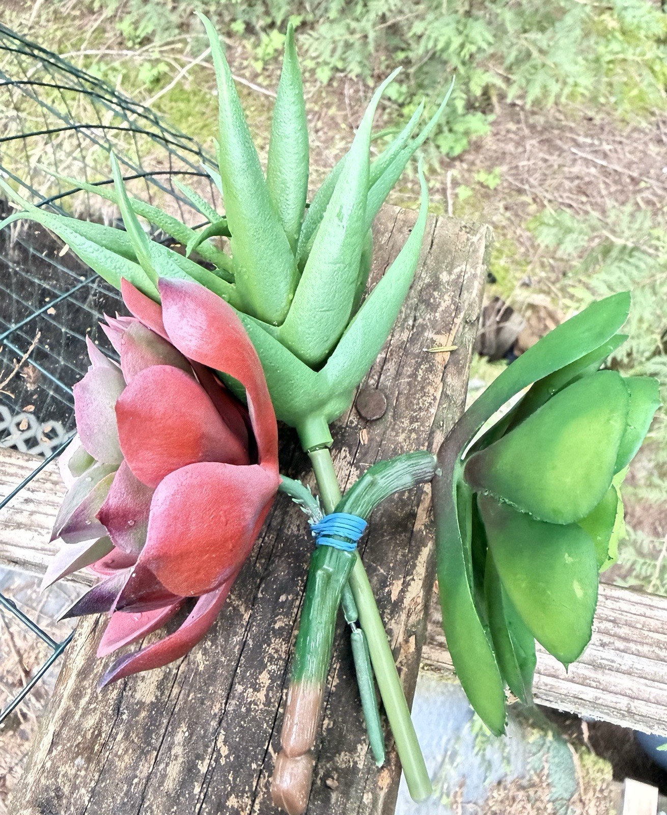7″ Pink & green Artificial Succulent Arrangement in small 2.75 “ ceramic vase