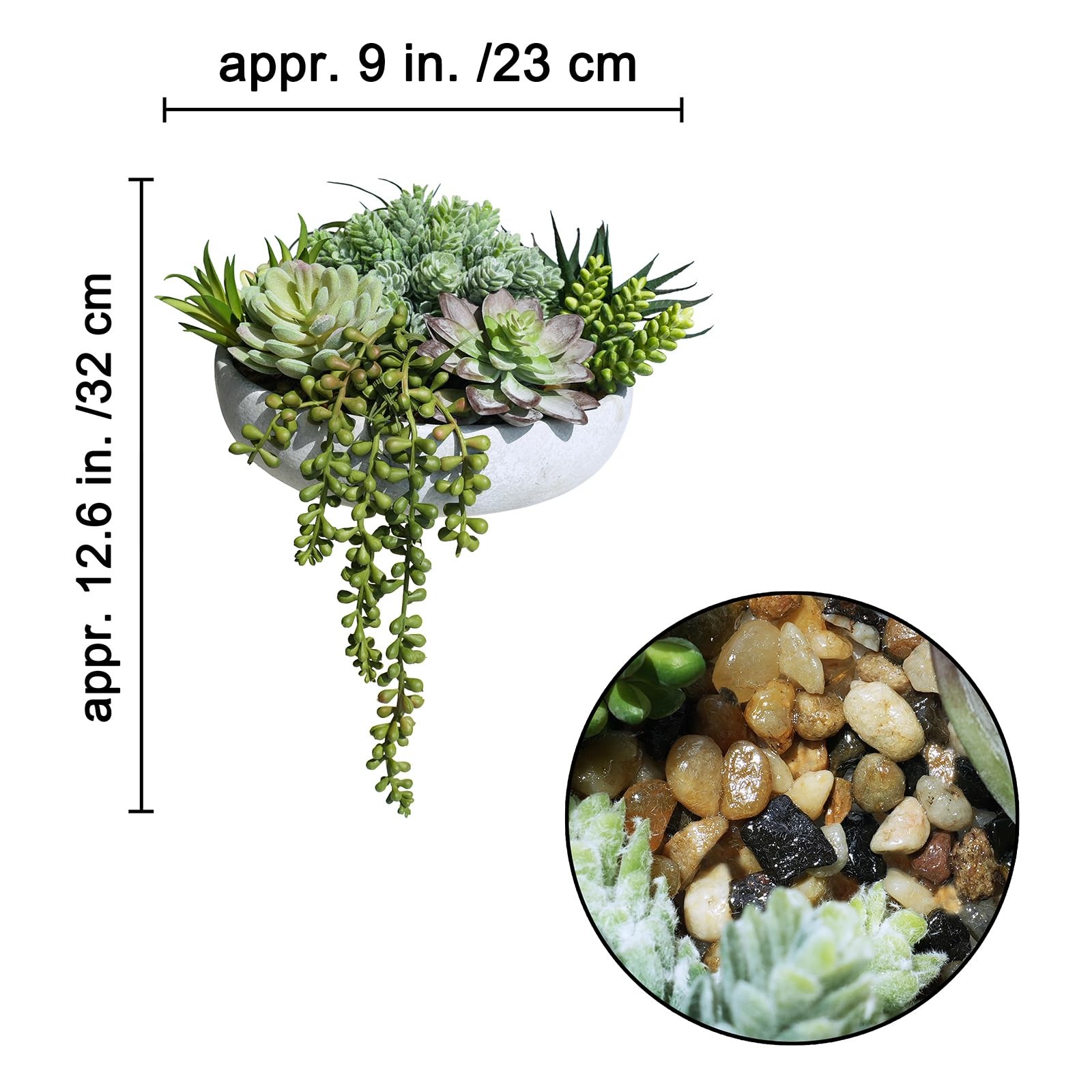 9″ Artificial Succulent Arrangement Succulent Plants in Gray Round Planter Fa…
