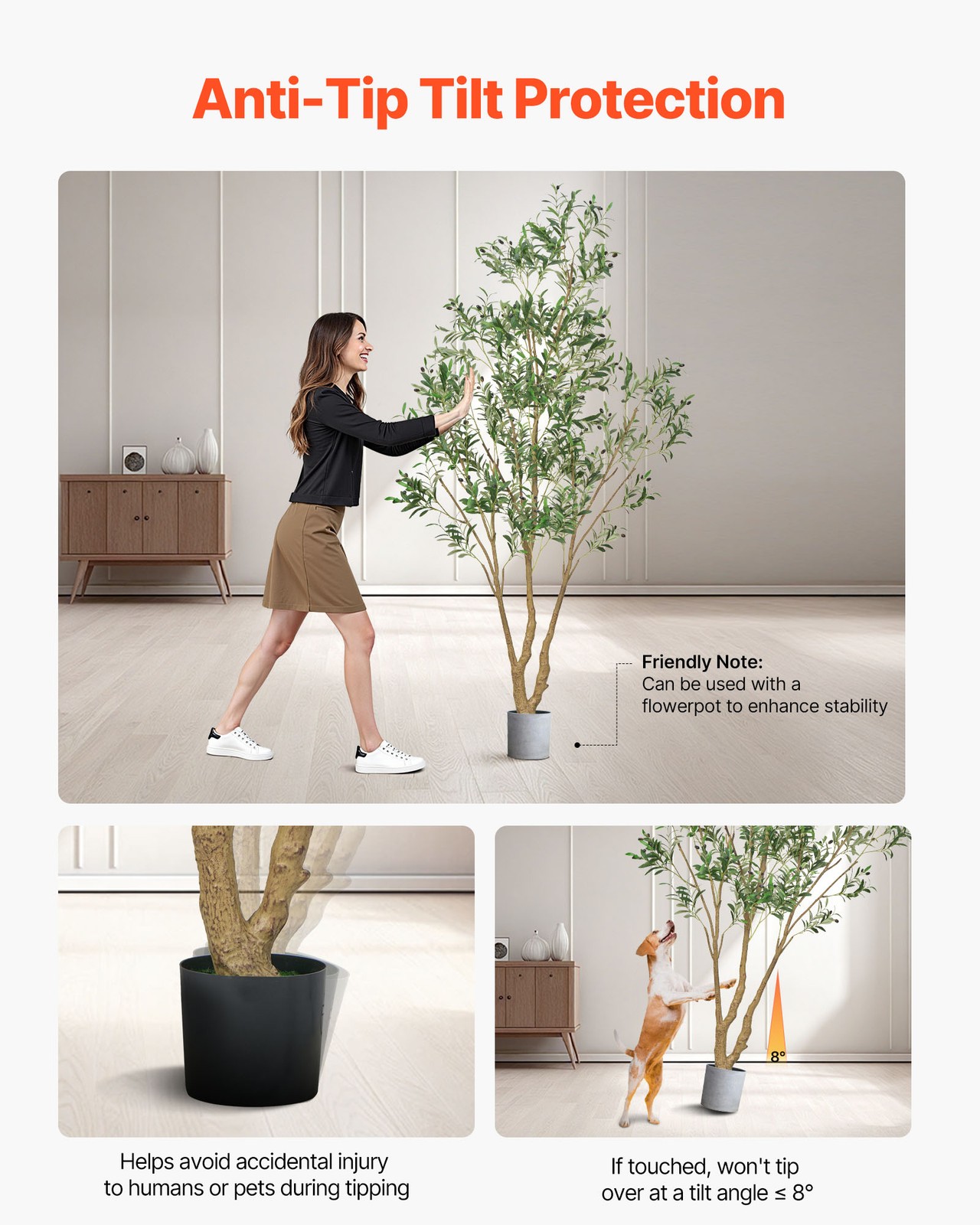 VEVOR 8FT Artificial Olive Tree Tall Fake Plant Black Pot for Home Office Use
