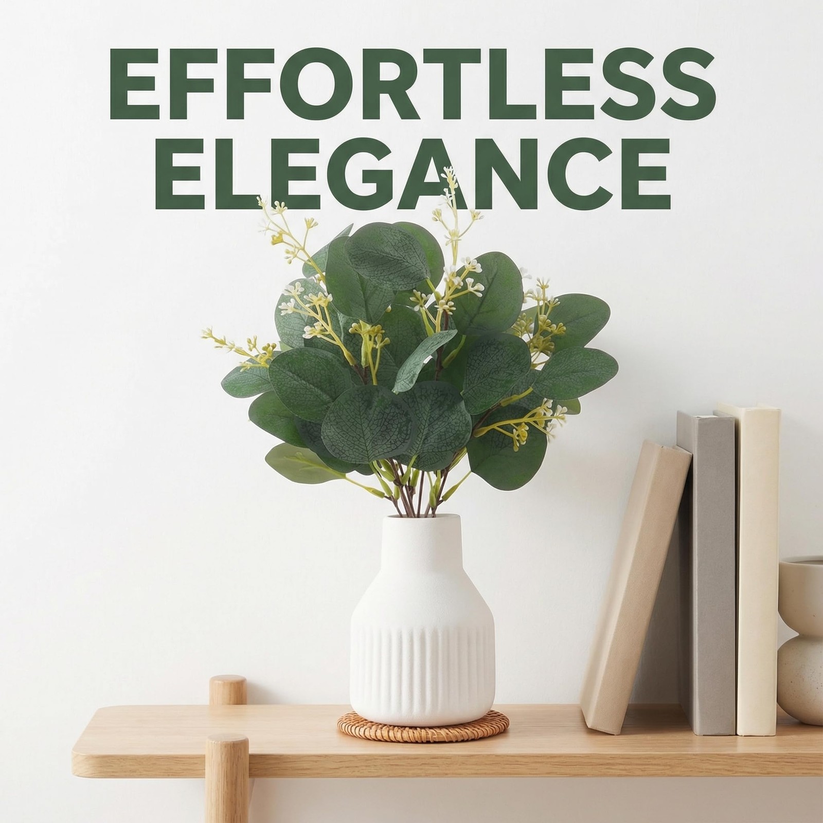 Artificial Eucalyptus Greenery Stems in Ceramic Vase,10Pcs Fake Plants Eucaly…