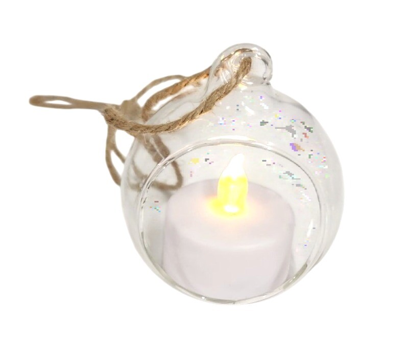 Clear Glass Hanging Ball, Orbs, Ornaments With Jute Twine For Decor Set Of 3