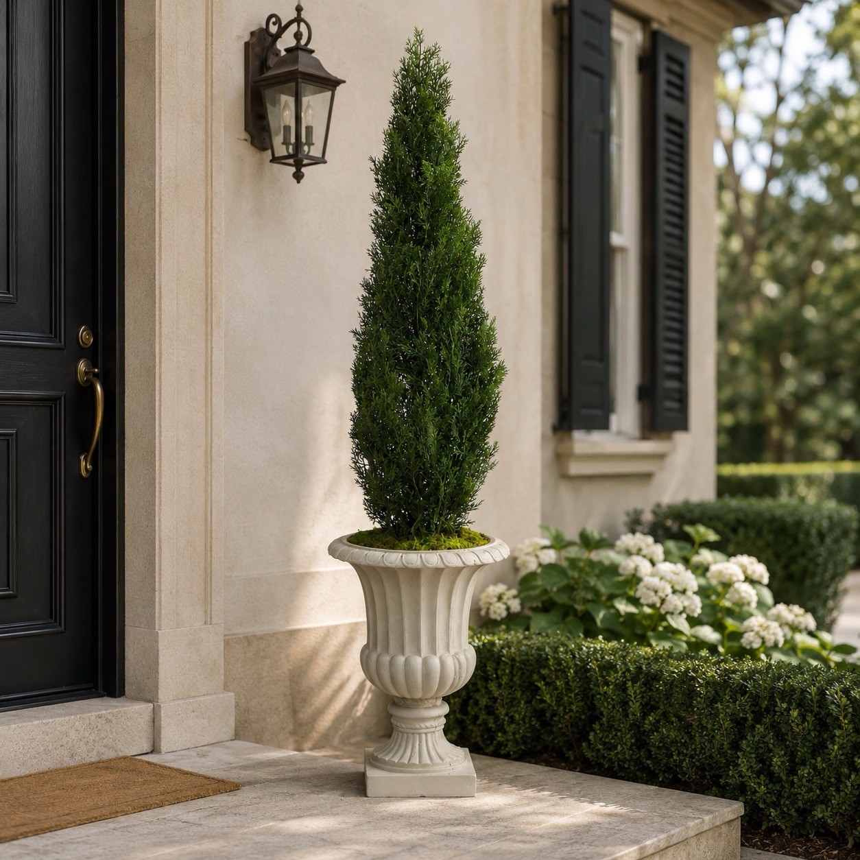 5′ UV Cedar Artificial Tree in Sand Finished Urn Indoor/Outdoor Home Decor
