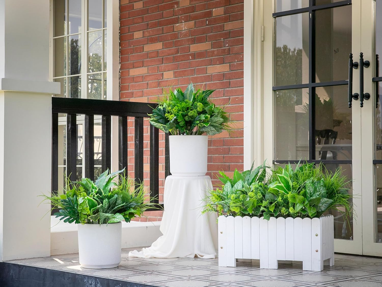 18PCS UV Resistant Faux Outdoor Plants for Patio, Garden & Home Decor