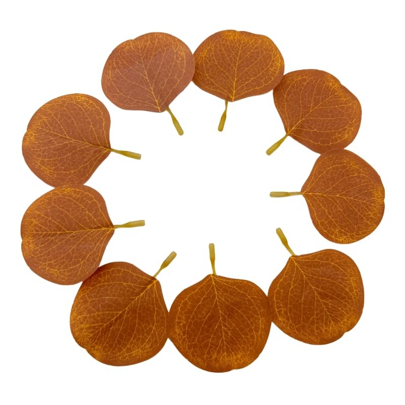200 PCS Brown Mini Fall Leaves Decor Fake Eucalyptus Crafts Wreath Table Party
