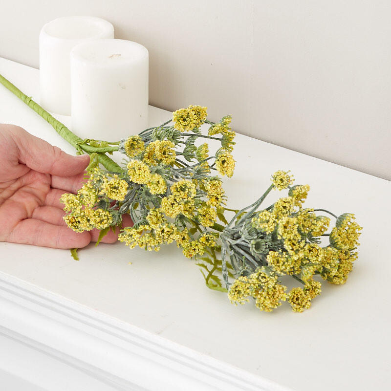 Set of 2 Yellow Artificial Queen Anne’s Lace 25″ Floral Sprays