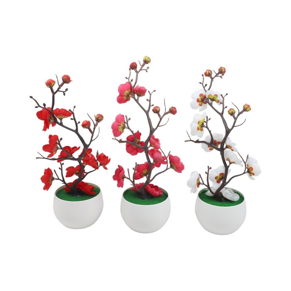 1pc Artificial Wax Plum Blossom Bonsai Branch for Indoor Outdoor Display