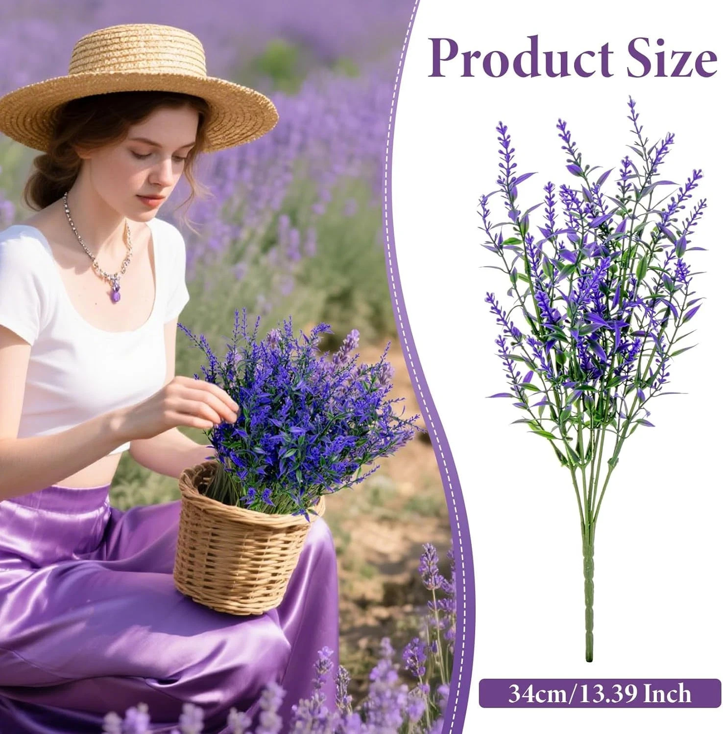 Artificial Lavender Flowers – 7 Pcs Artificial Flowers for Outdoors Faux Lavende
