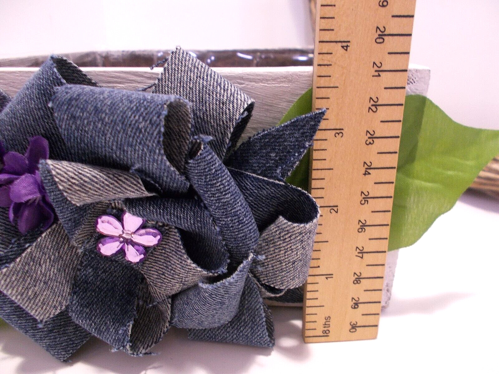 Denim Flowers & Purple Flowers Painted Wooden Box Decor Farmhouse Rustic Decor
