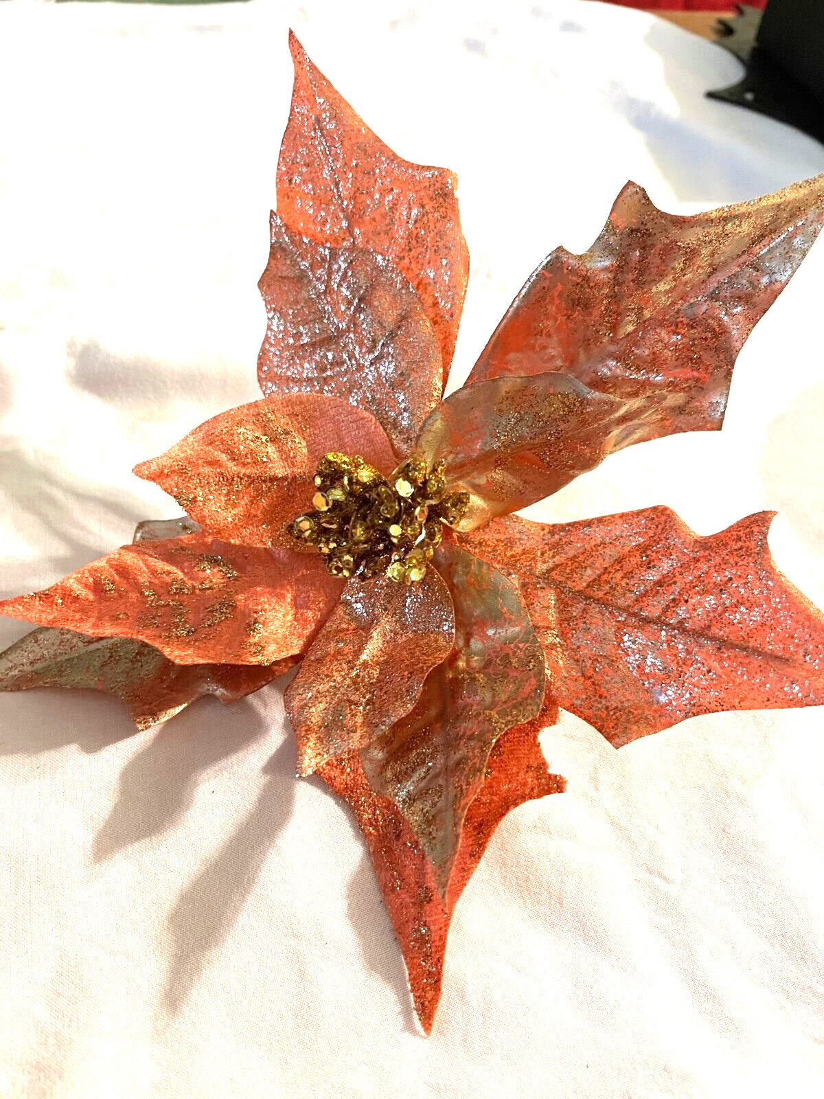 Clip on Peach Colored Poinsettias- 6 flowers