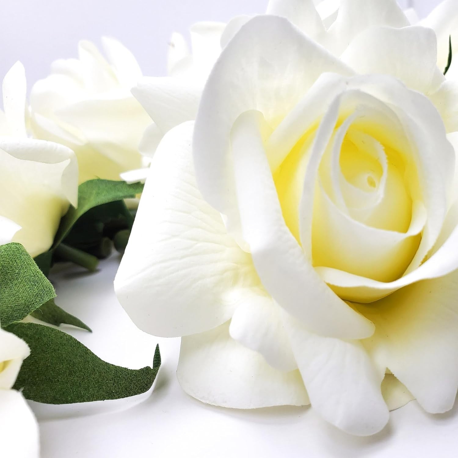 Majestic 6 Real Touch Fake Roses with Stems – Perfect for DIY Decor & Gifting