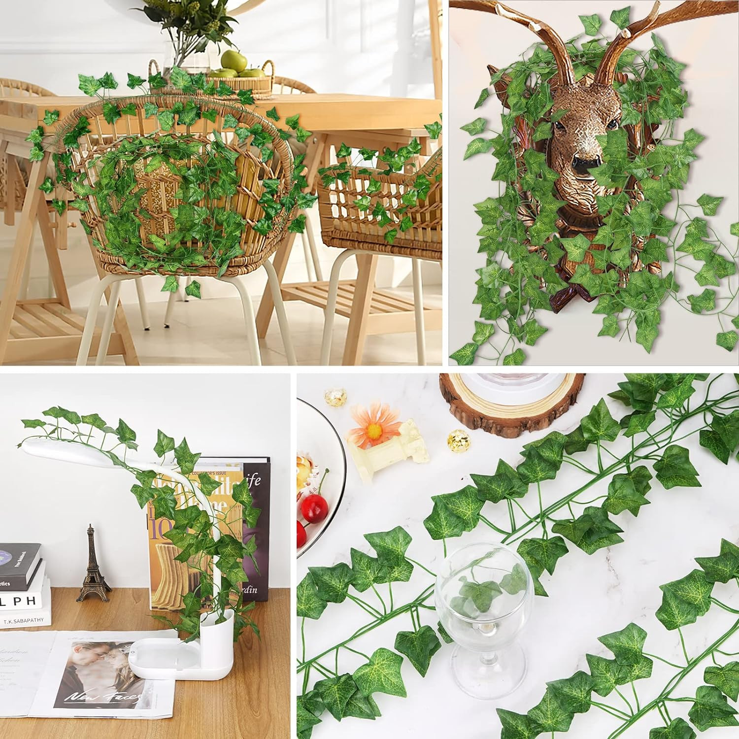 12 Pack 86 FT Artificial Ivy Garland, Fake Ivy Leaf Plants Vine Greenery Garland