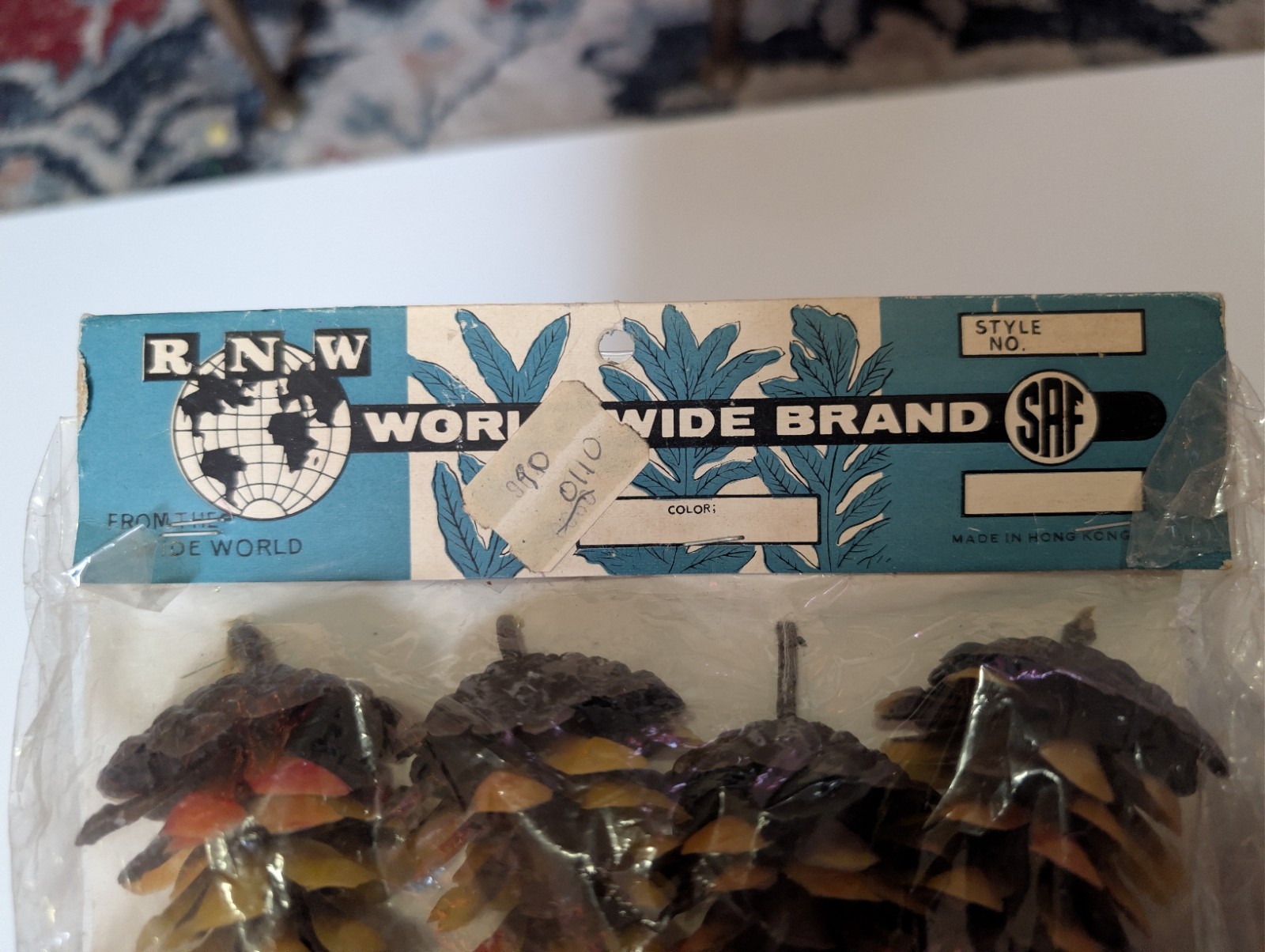 Lot Of 10 Vintage RNW Plastic Pinecones – Brown, Yellow, Orange Original Package
