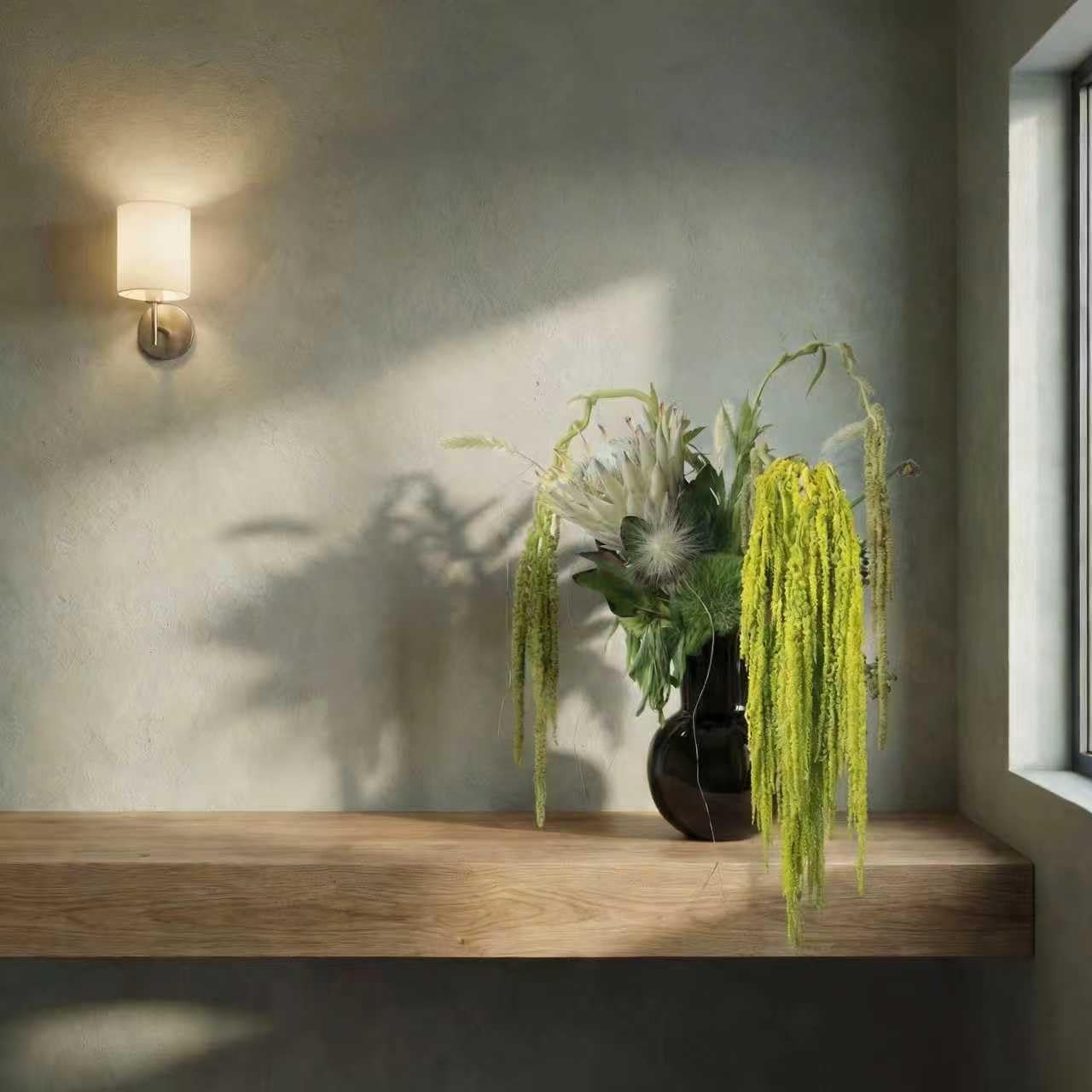 Silva Loup 24Pcs Dried Wisteria Flowers – 30″ Bleached Green Vine Decor