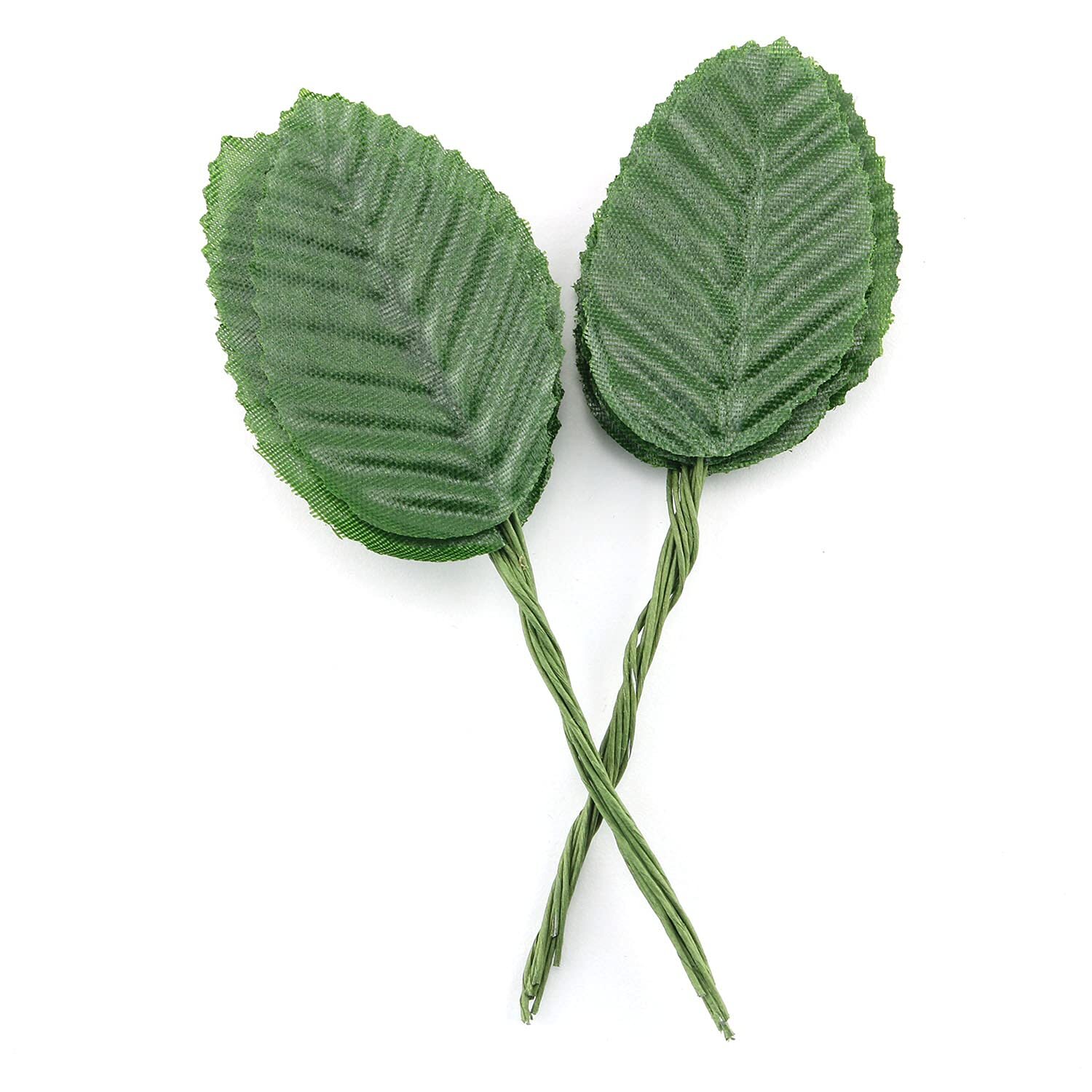 200 Pcs Green Silk Leaves 10cm Wired Single Leaf Wedding DIY Arrangements