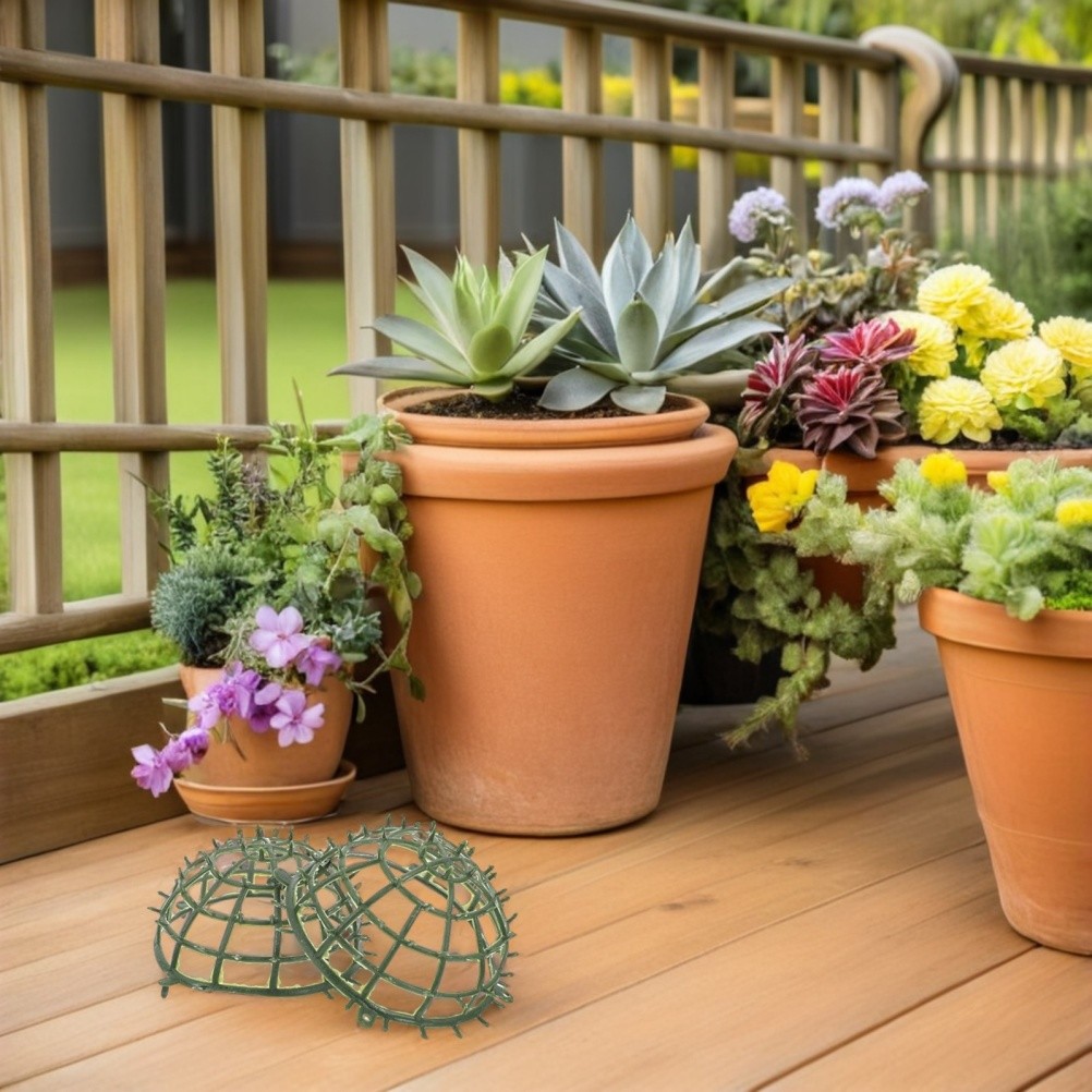 8Pcs Durable Plastic Artificial Topiary Ball Cage Green Flower Display Stand