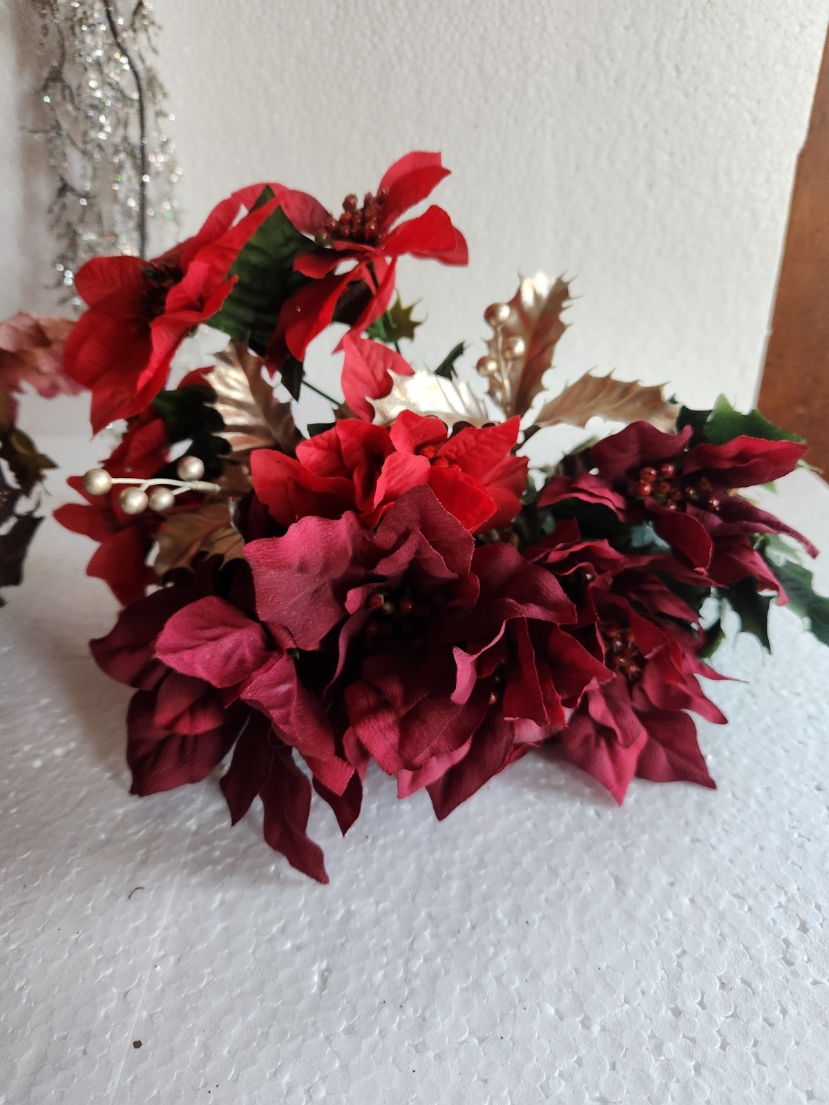 Artificial Christmas Flowers & Bouquets • Poinsettia, Mistletoe Autumn Leaves