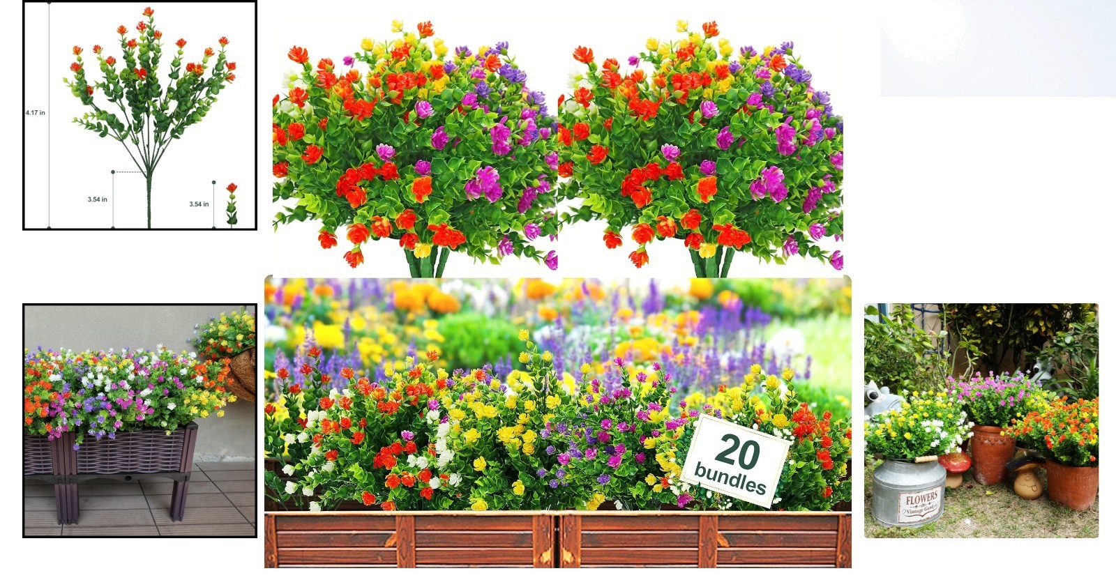 20 Bundles UV Resistant Artificial Eucalyptus Flowers for Indoor & Outdoor Decor