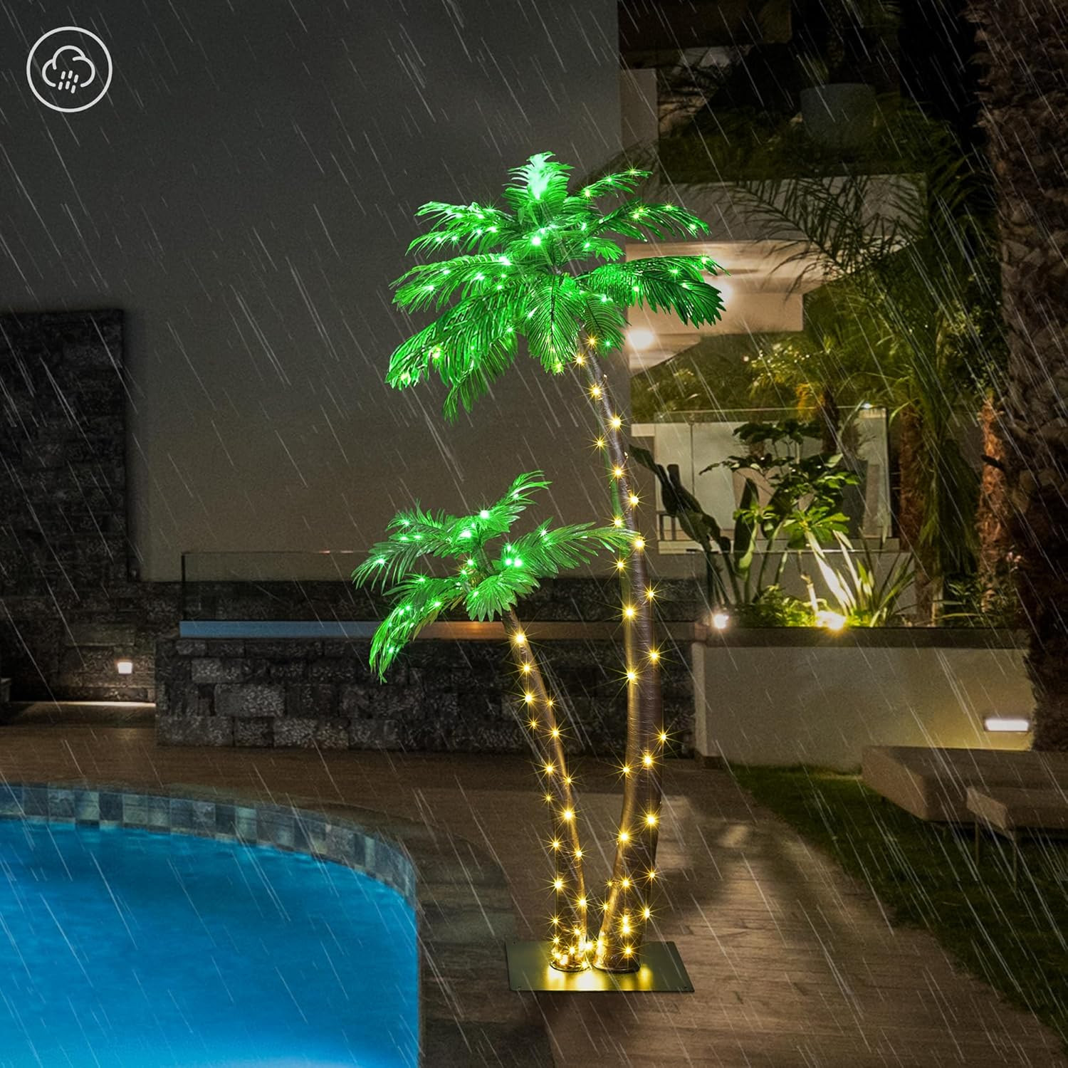 Gorgeous Artificial Lighted Solar Palm Tree 4FT&6FT Office Decor, 184LED for out