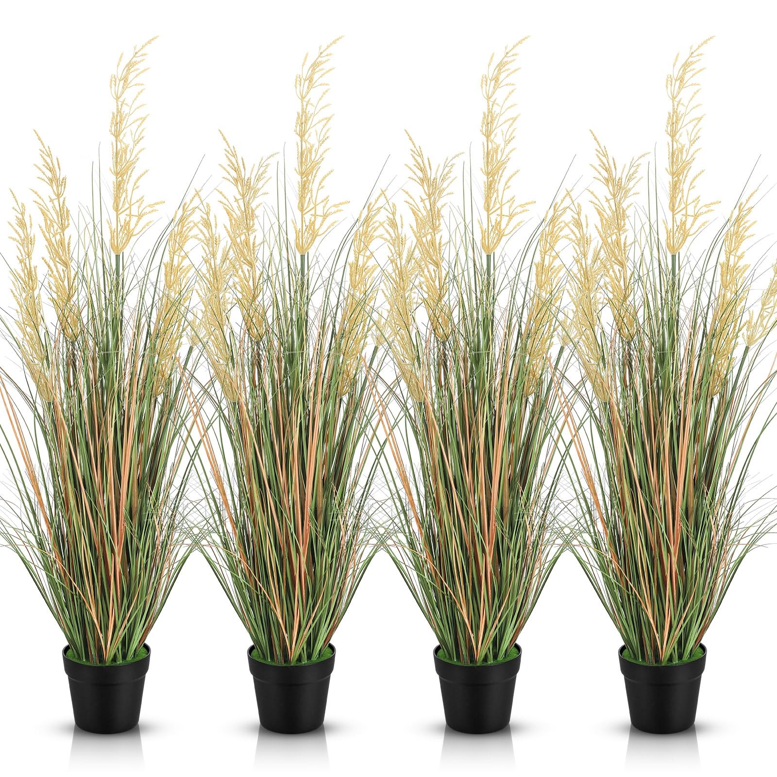 4 Pcs Tall Artificial Grass Plant 4 ft Potted Artificial Greenery Floor Plant…