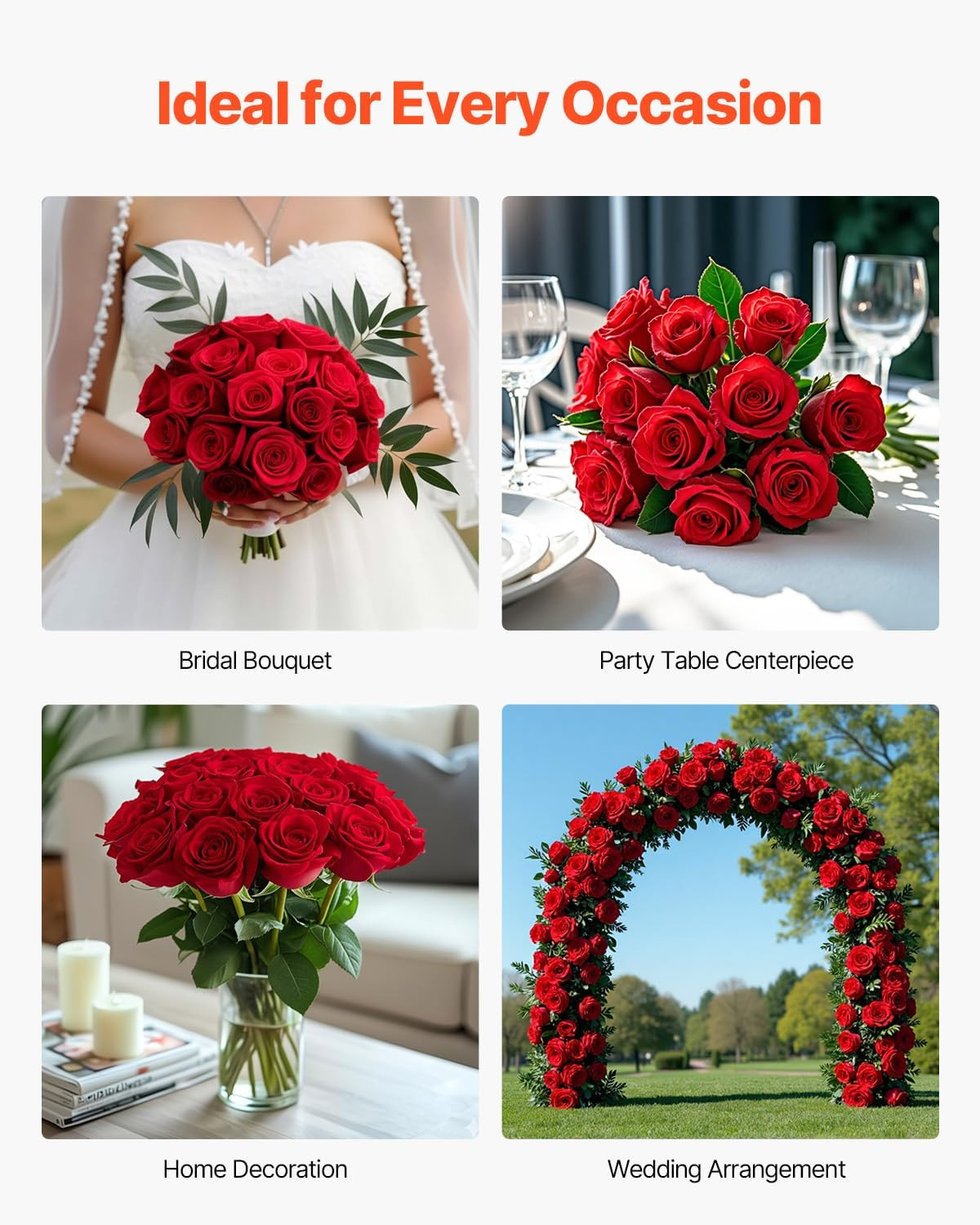 500 Pcs Red Foam Roses – Realistic Fake Flowers for Weddings & Decor