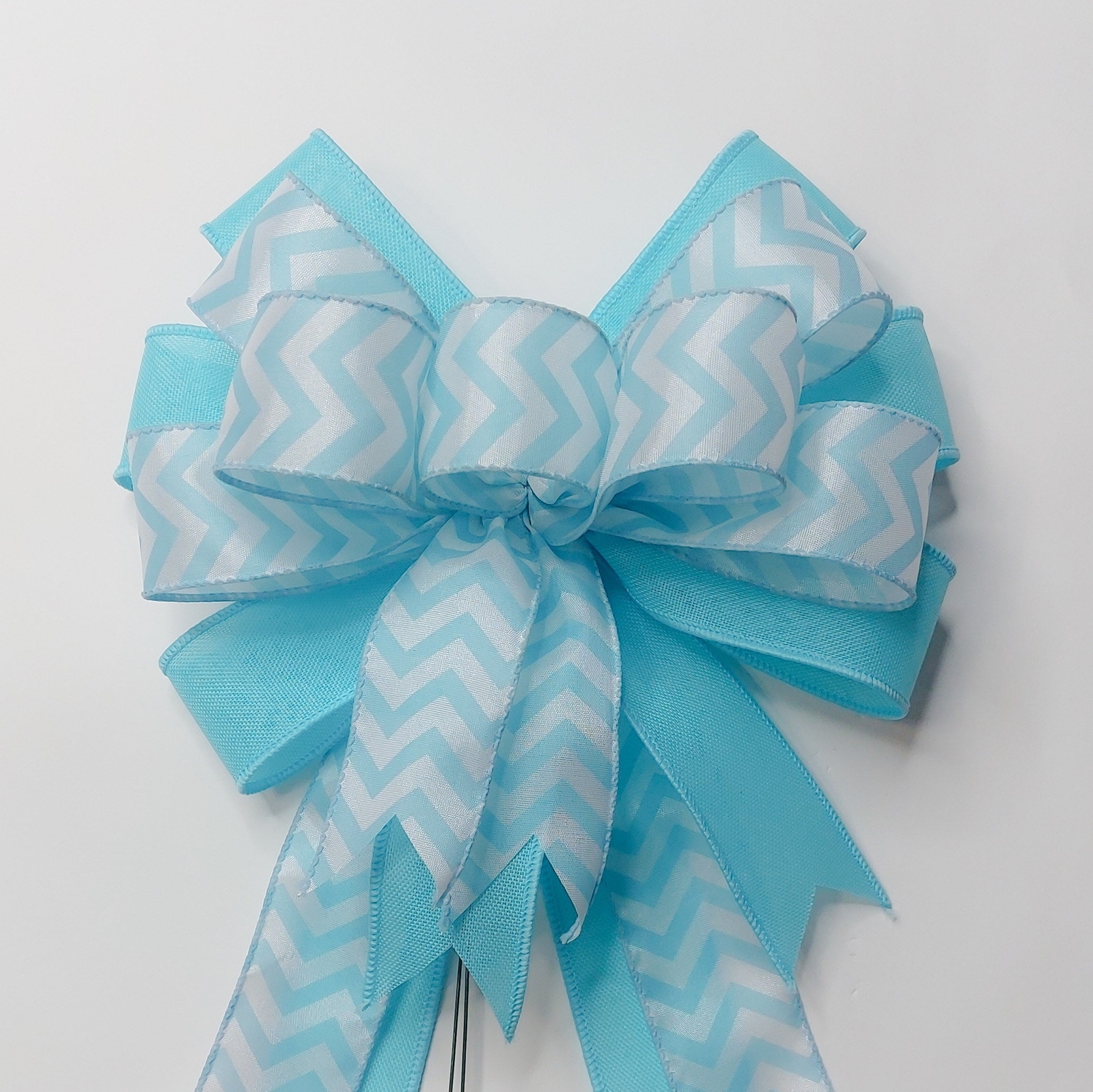 Light Blue with Chevron Print Bow