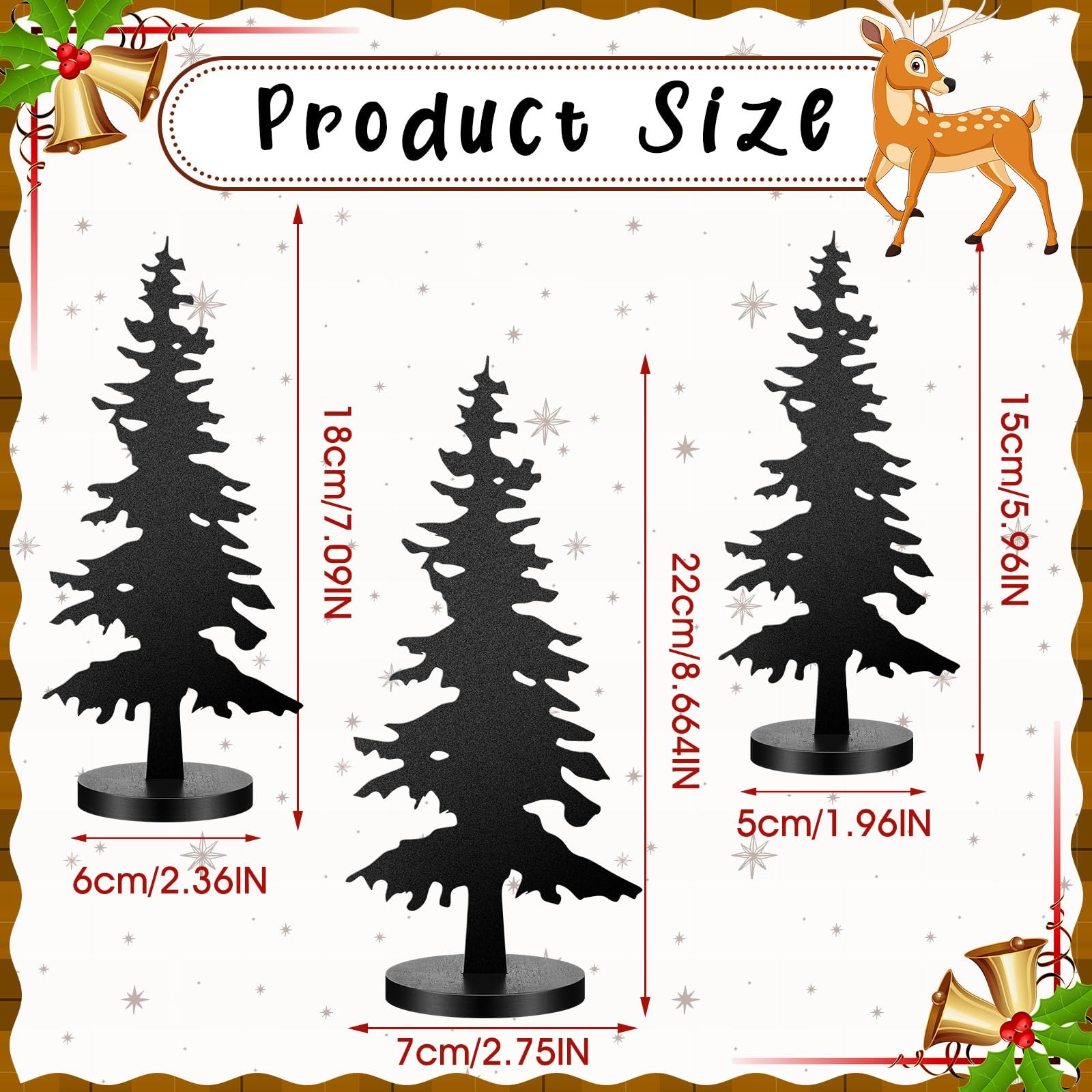 3 Pcs Metal Tree Tabletop Decor Black Metal Evergreen Tree Rustic Farmhouse T…