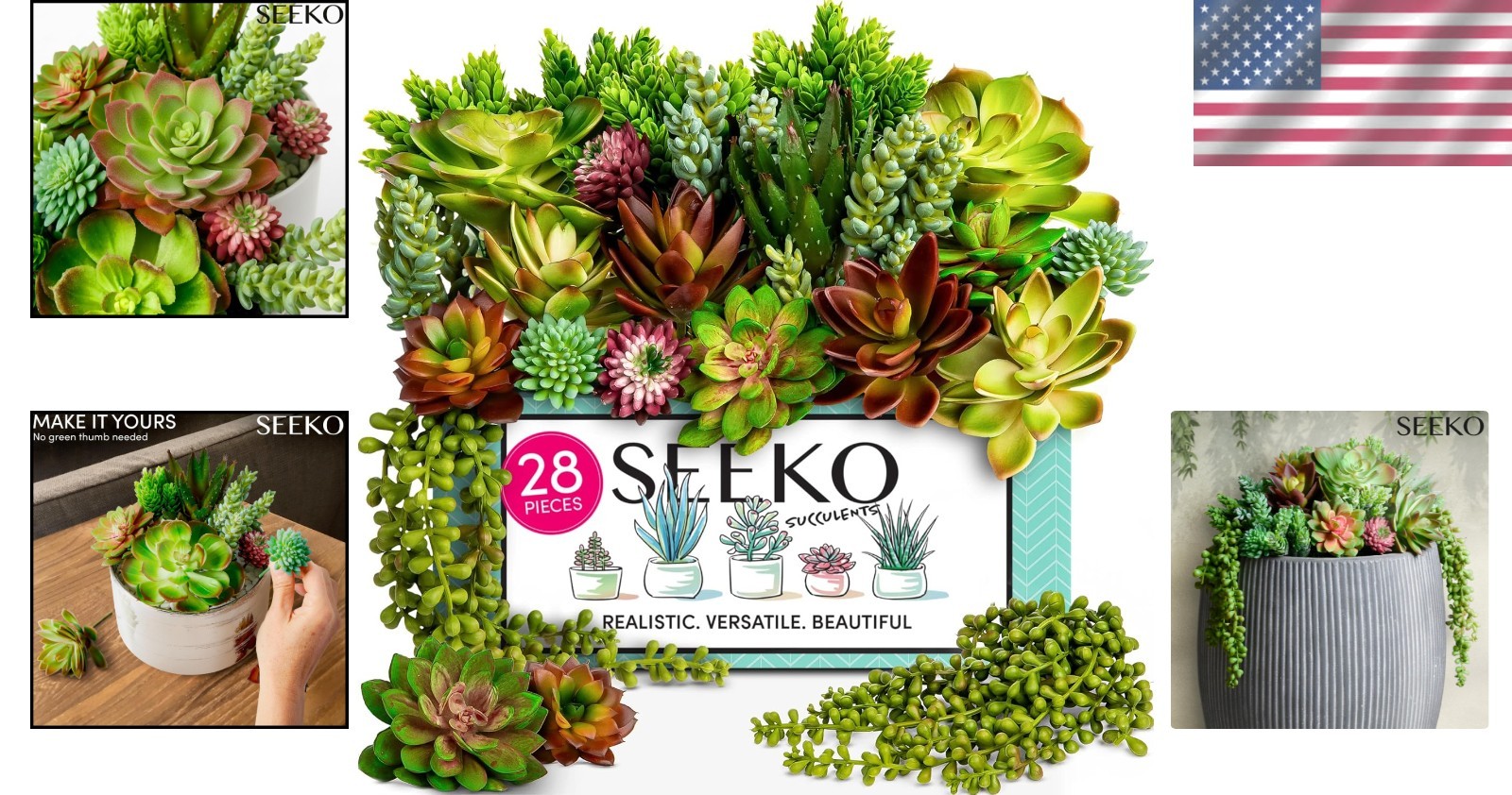 Stylish 28-Piece Artificial Succulent Set for Effortless Indoor & Outdoor Decor